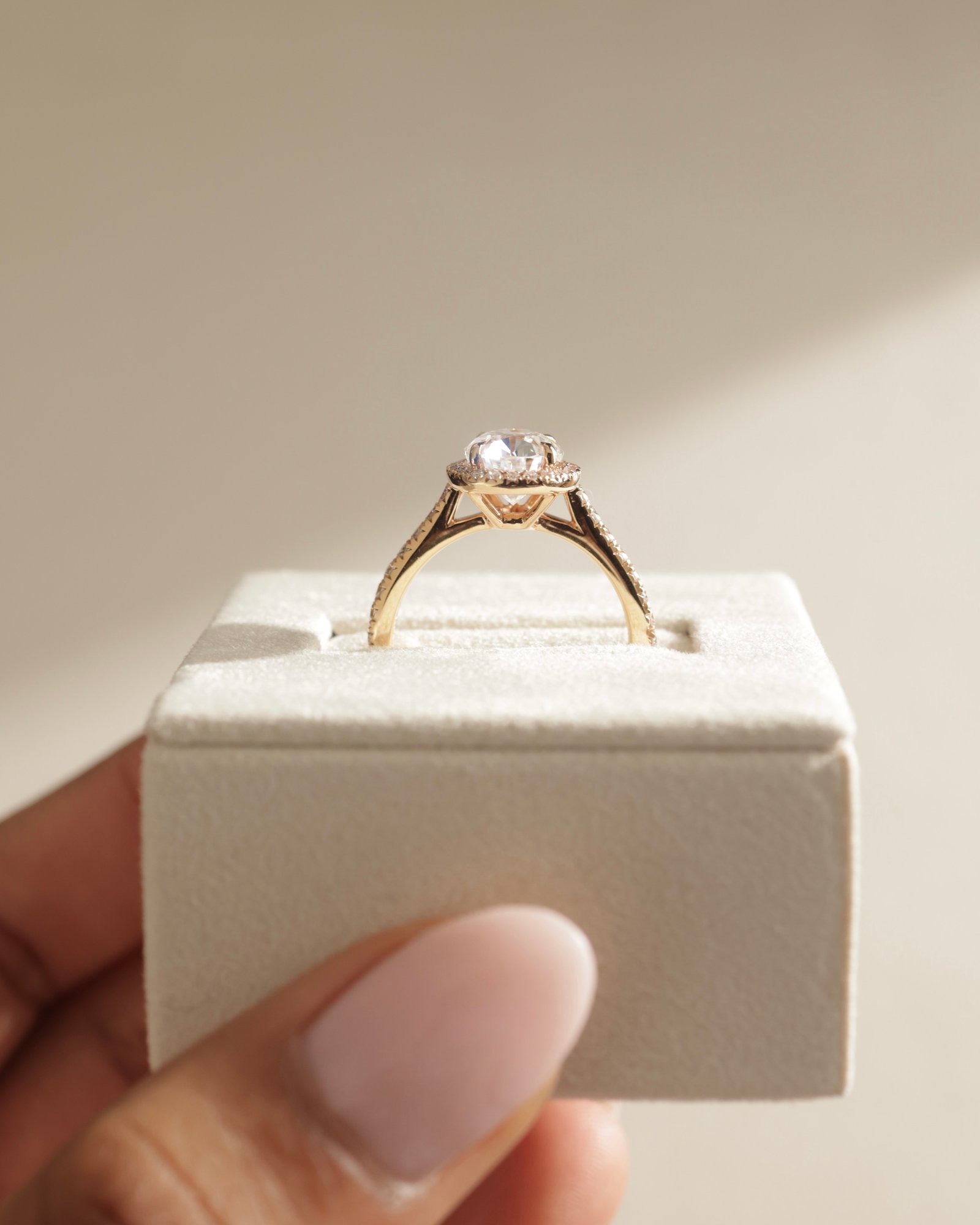 18k Rose Gold | 10x7mm Pear Moissanite | Lab Diamond side stones