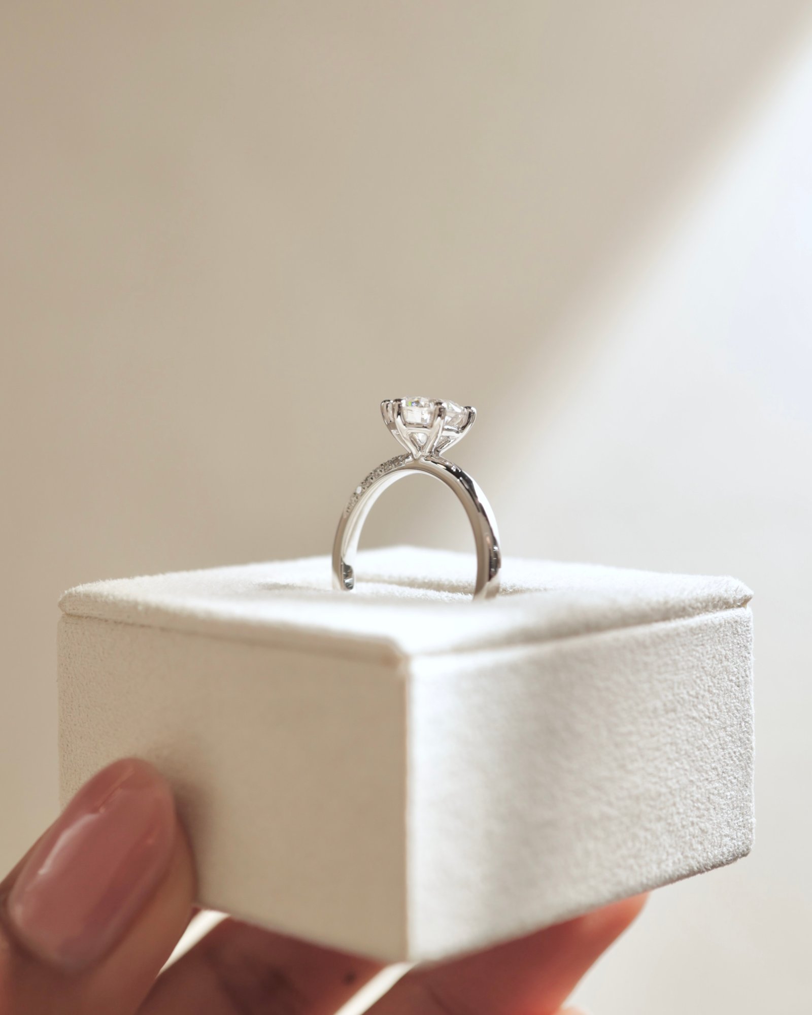 Platinum | 7mm Round Moissanite | Lab Diamond side stones