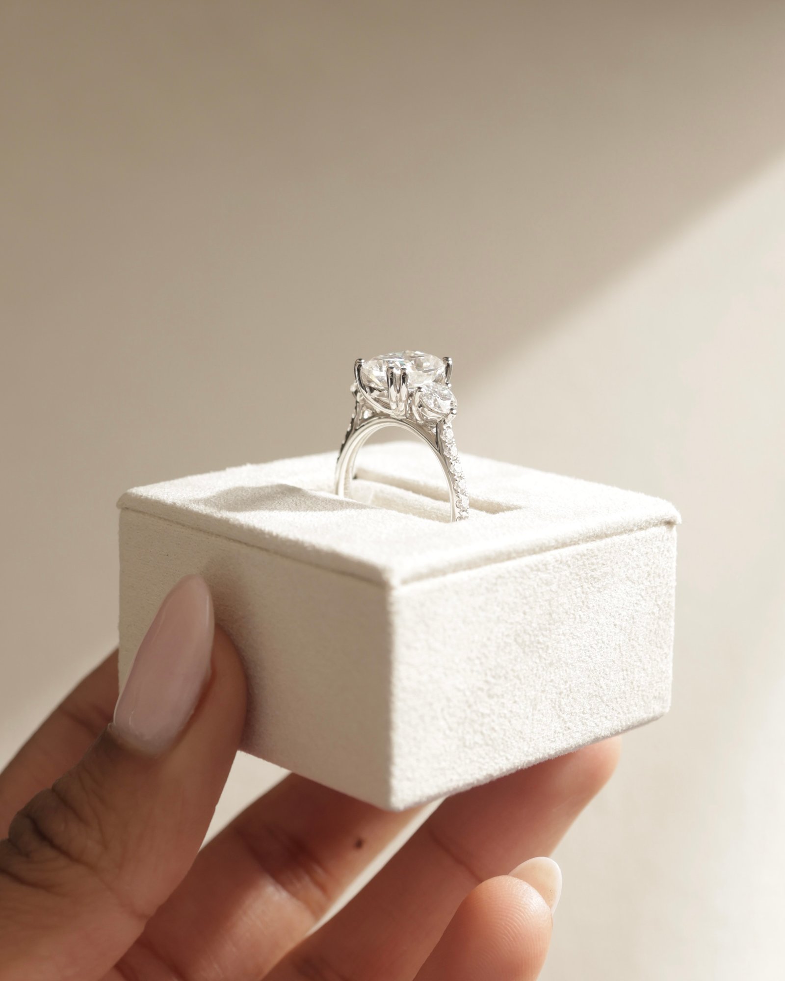 Platinum | High Set | 9x7.5mm Elongated Cushion Moissanite | Moissanite side stones | #2