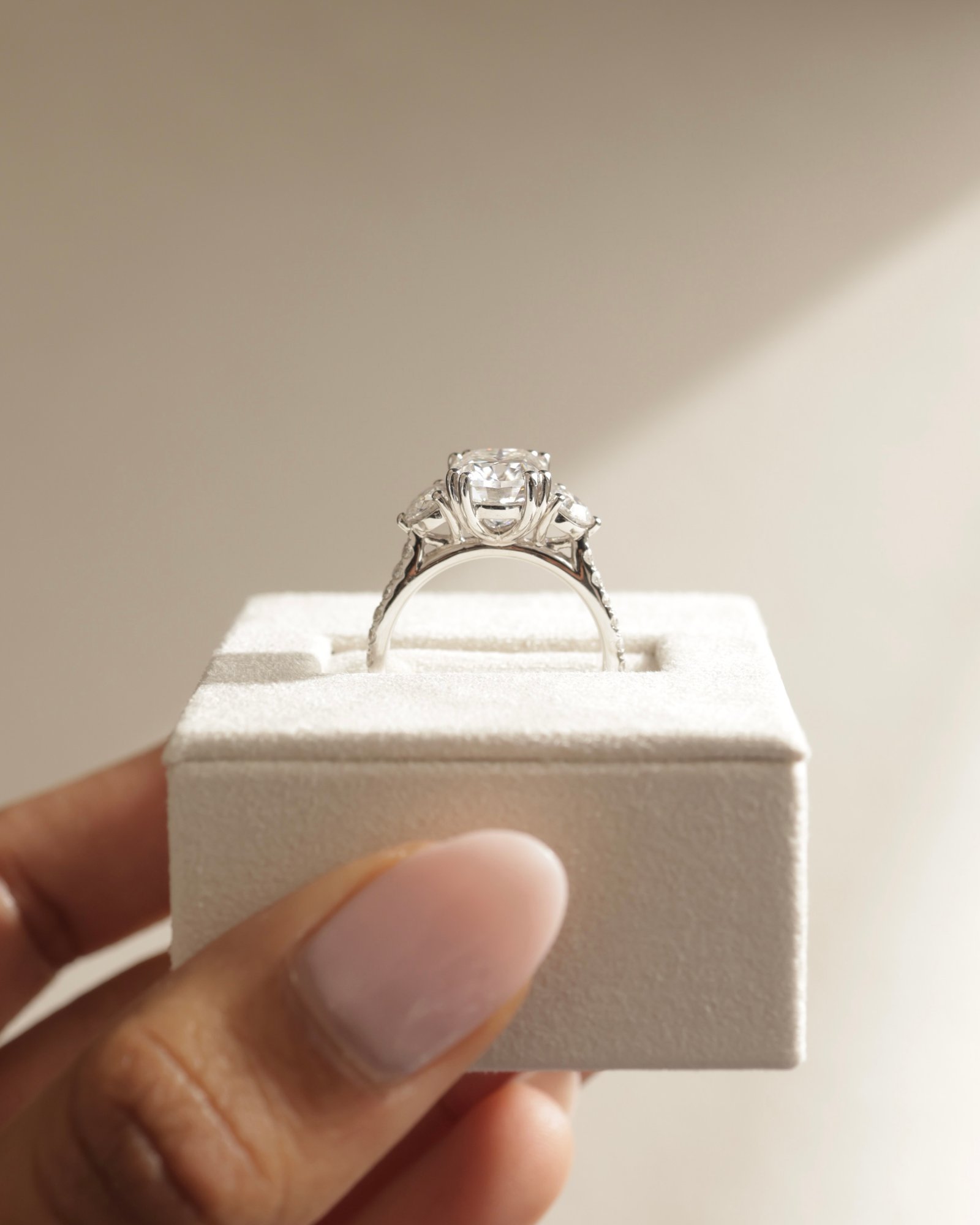 Platinum | High Set | 9x7.5mm Elongated Cushion Moissanite | Moissanite side stones | #2