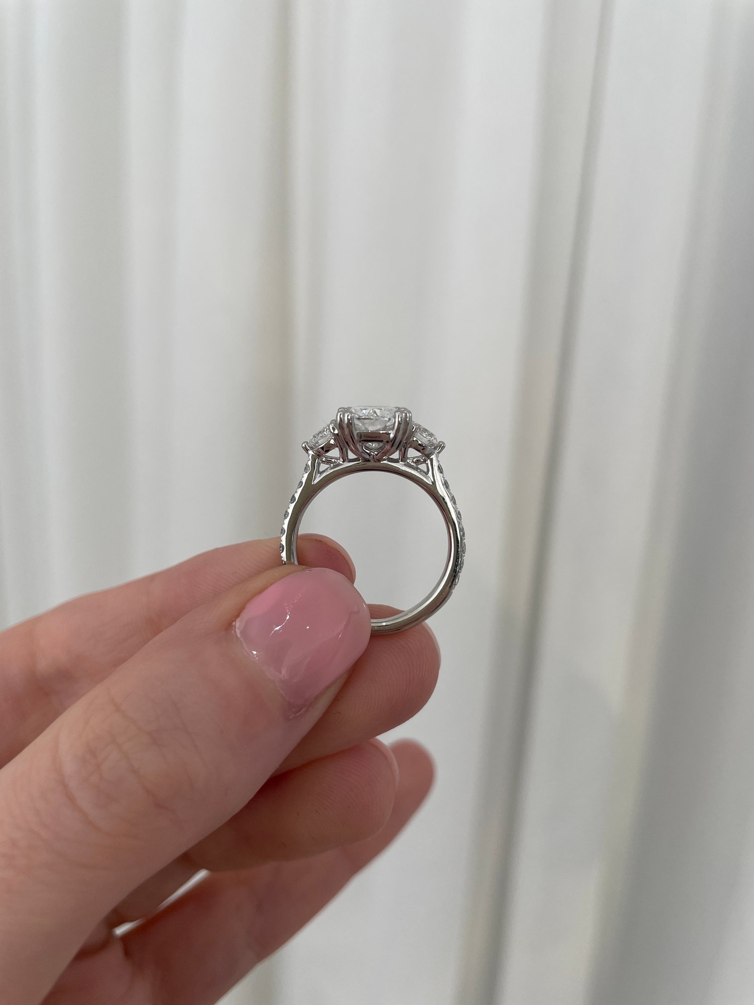 Platinum | High Set | 2.5ct - F - VS1 Elongated Cushion Lab Diamond | Lab Diamond side stones