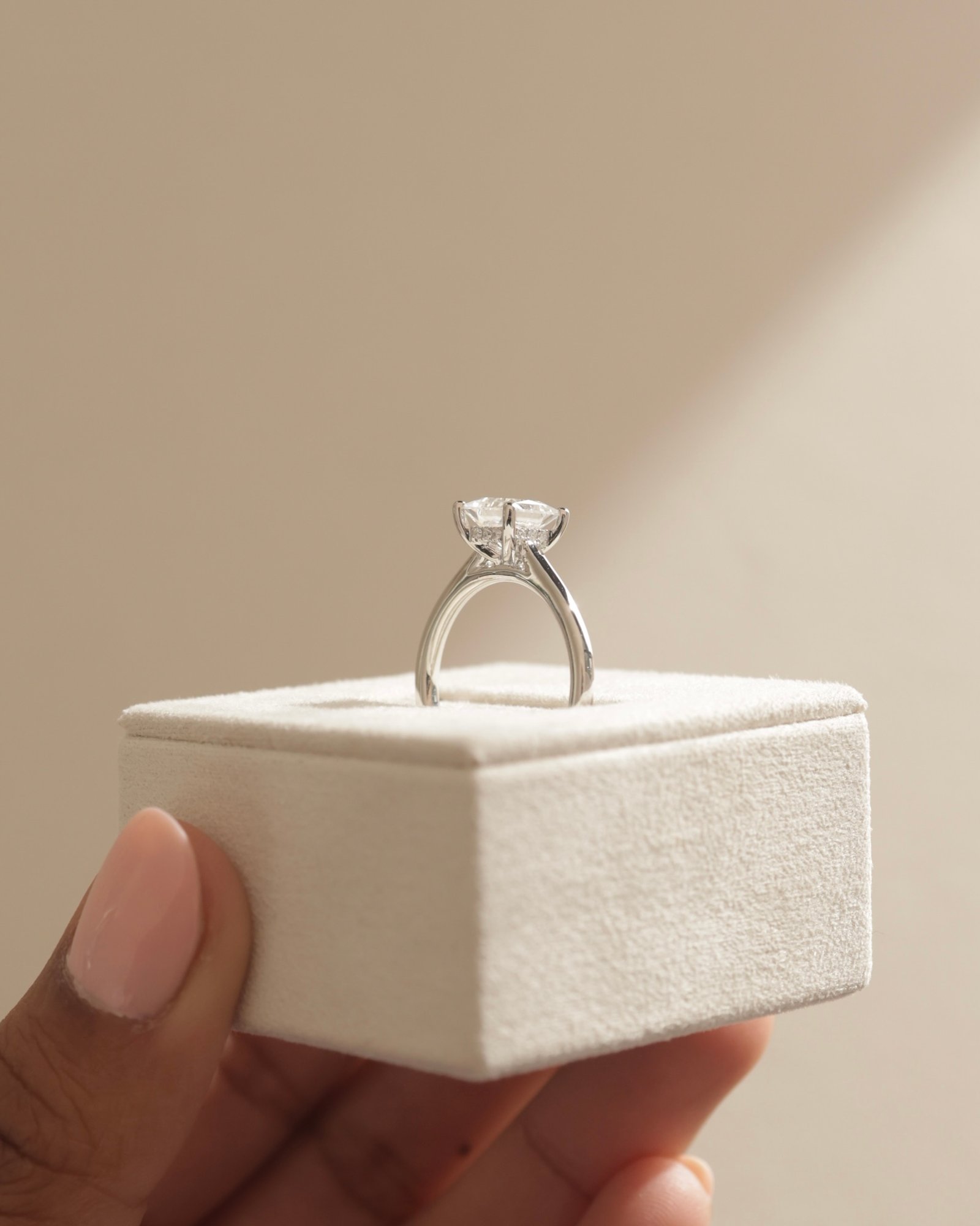 Platinum | 6mm Princess Moissanite | Lab Diamond side stones