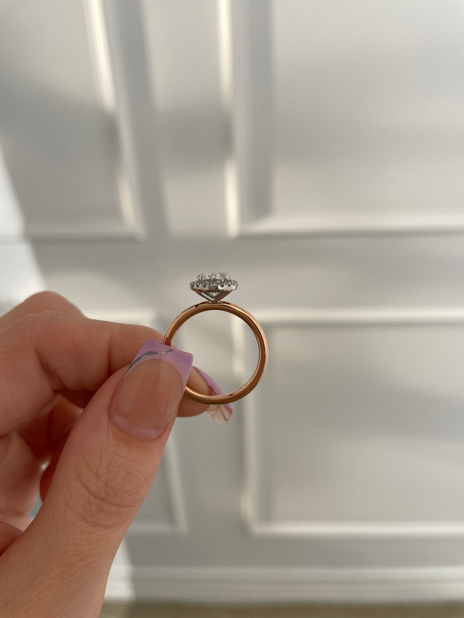 18k Rose Gold / Platinum | 8x6mm Oval Moissanite | Lab Diamond side stones