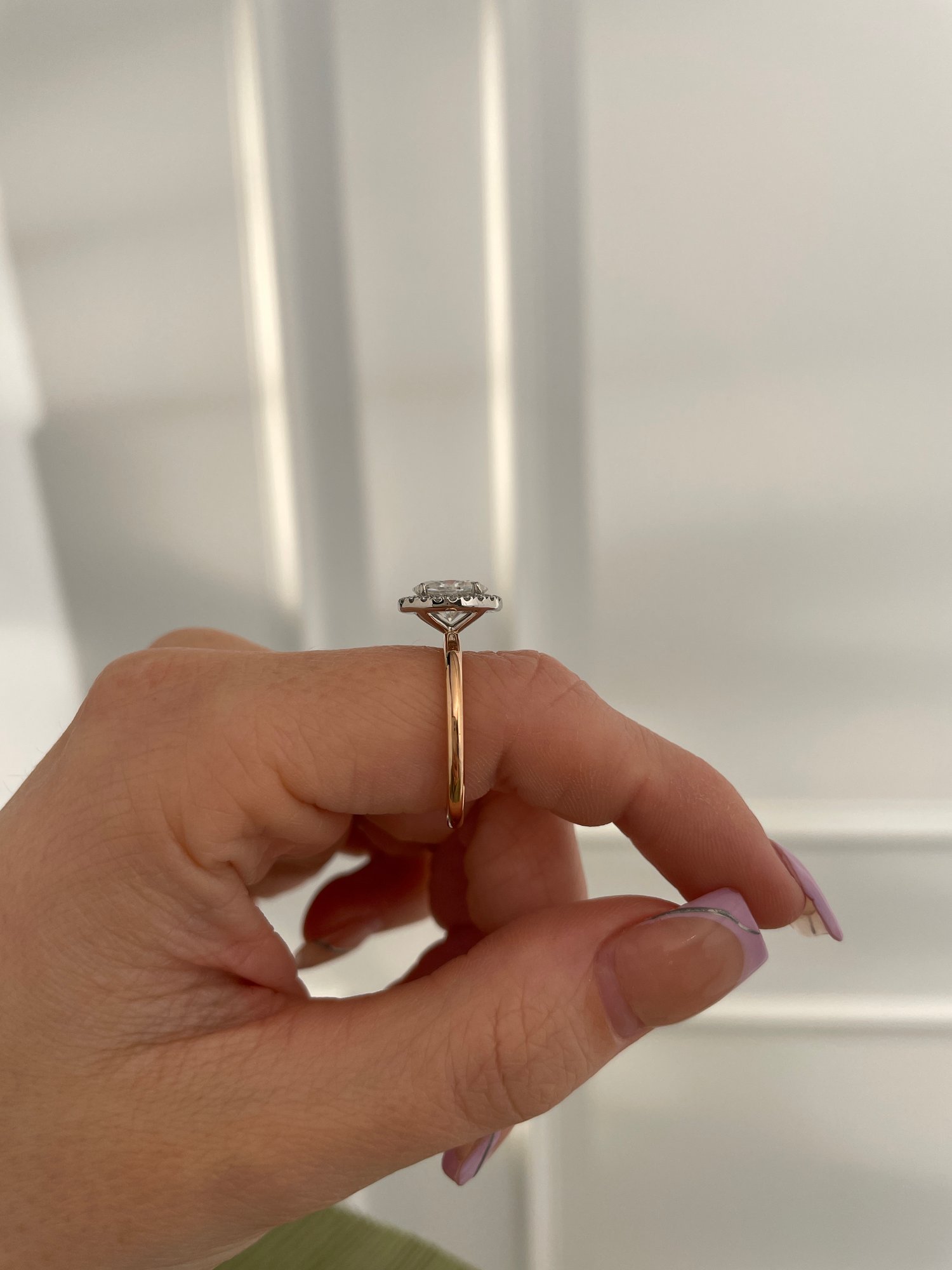 18k Rose Gold / Platinum | 8x6mm Oval Moissanite | Lab Diamond side stones