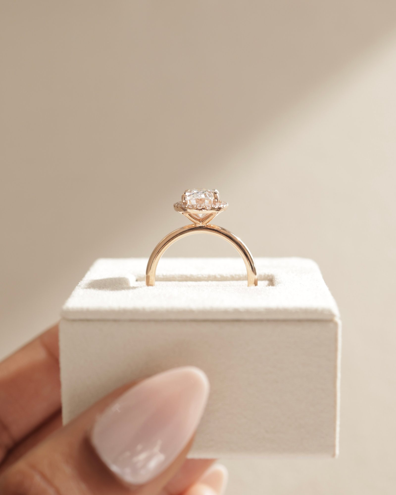 18k Rose Gold | 10x7mm Oval Moissanite | Lab Diamond side stones