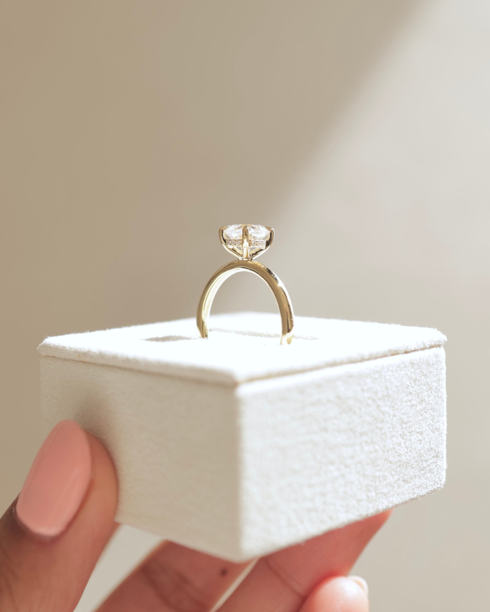 18k Yellow Gold | 6.5mm Cushion Moissanite | Lab Diamond side stones