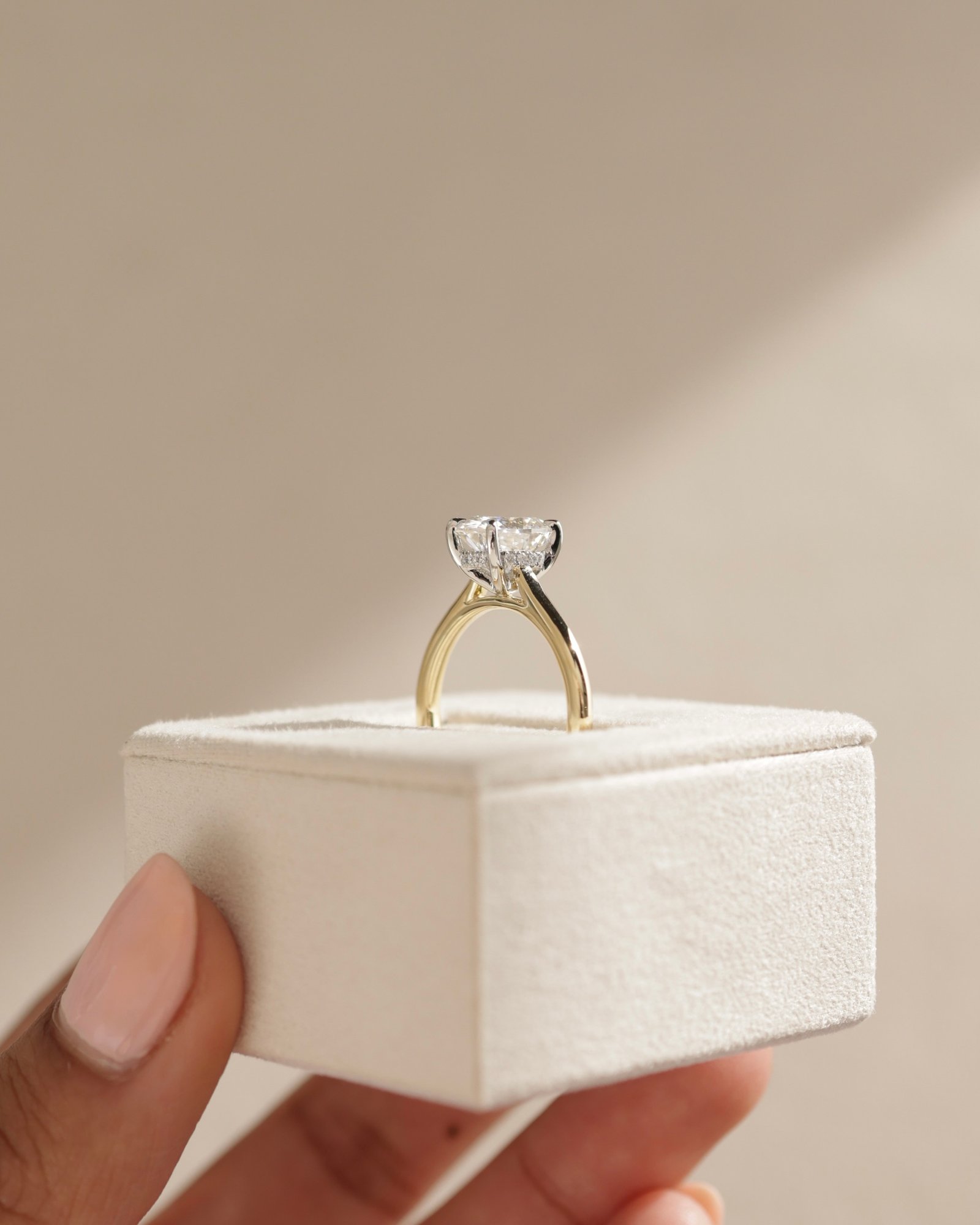 18k Yellow Gold / Platinum | 9x6.5mm Oval Moissanite | Lab Diamond side stones