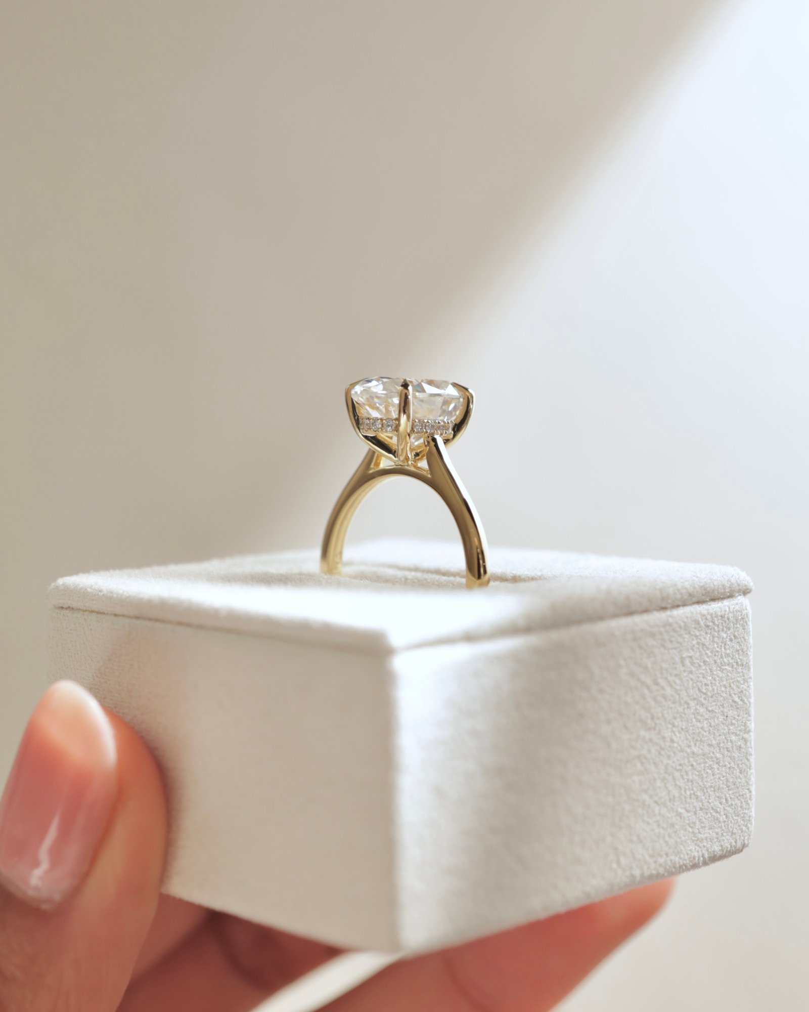 18k Yellow Gold | 12x8mm Oval Moissanite | Lab Diamond side stones