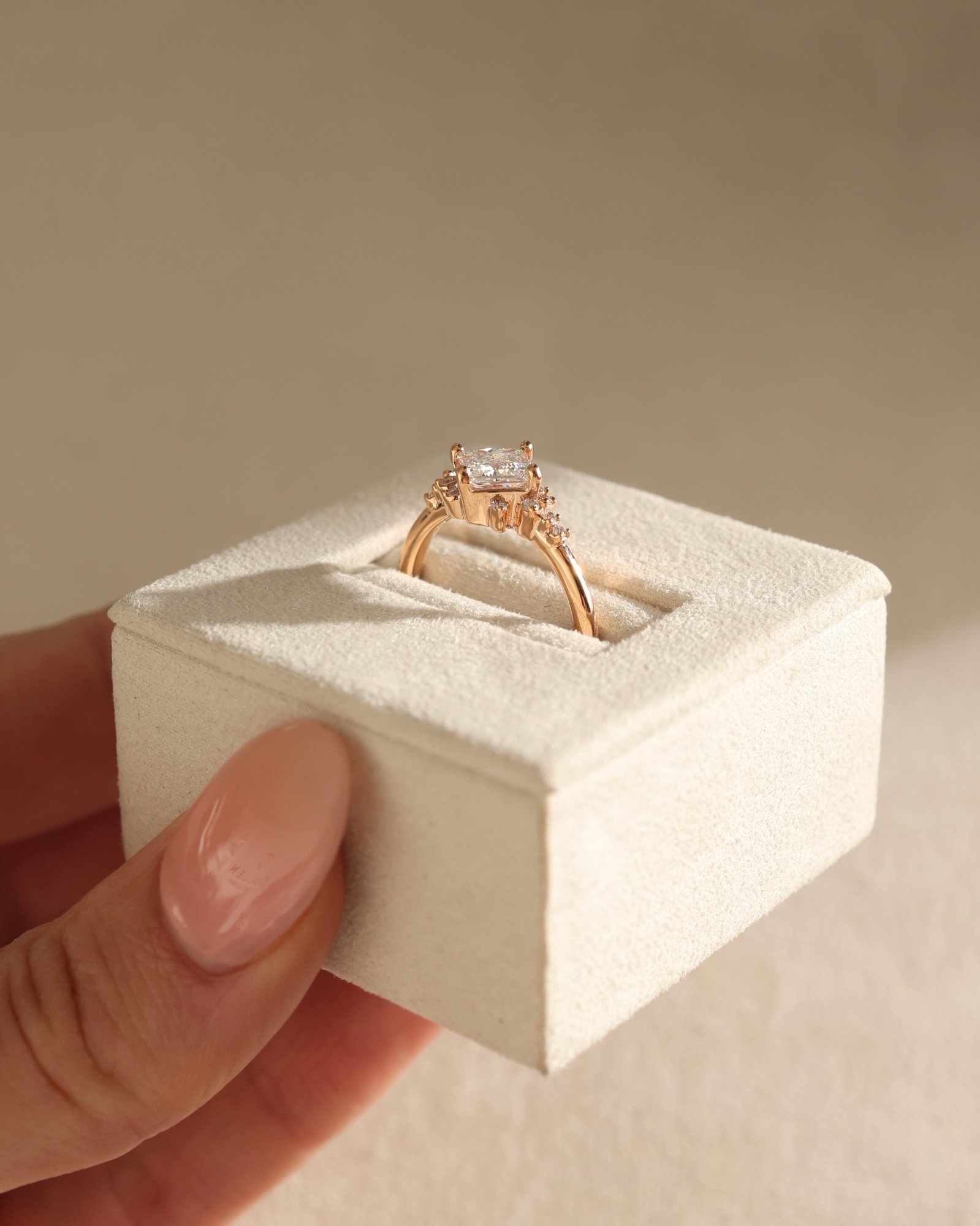 18k Rose Gold | 1.06ct - D - VS1 Princess Lab Diamond | Lab Diamond side stones