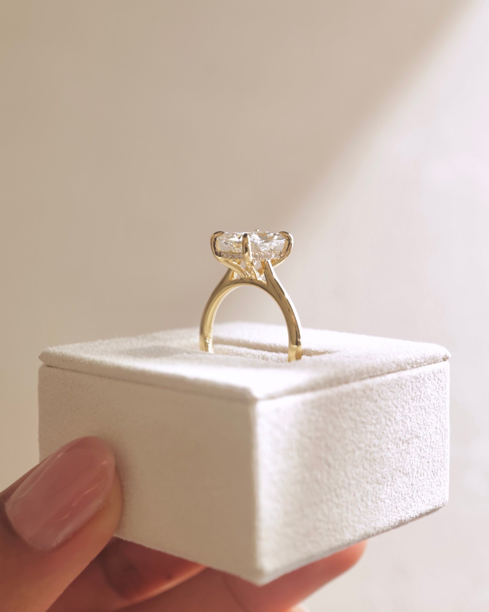 18k Yellow Gold | 3.06ct - F - VS1 Elongated Cushion Lab Diamond | Lab Diamond side stones