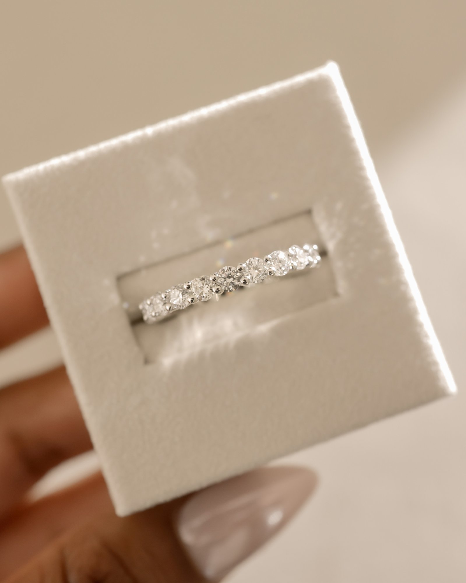 Abbey - Round Stone Eternity Wedding Ring Lifestyle Image