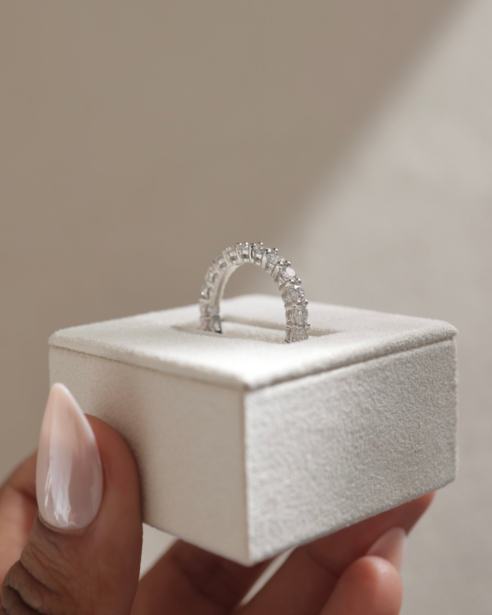 Abbey - Round Stone Eternity Wedding Ring Lifestyle Image