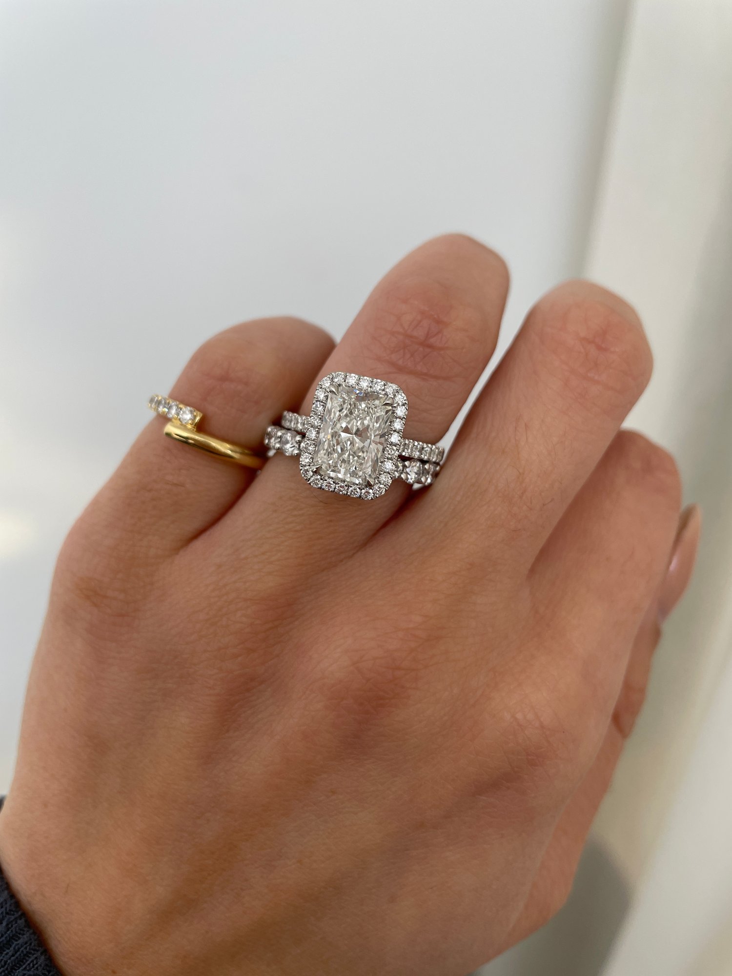 Abbey - Round Stone Eternity Wedding Ring Lifestyle Image