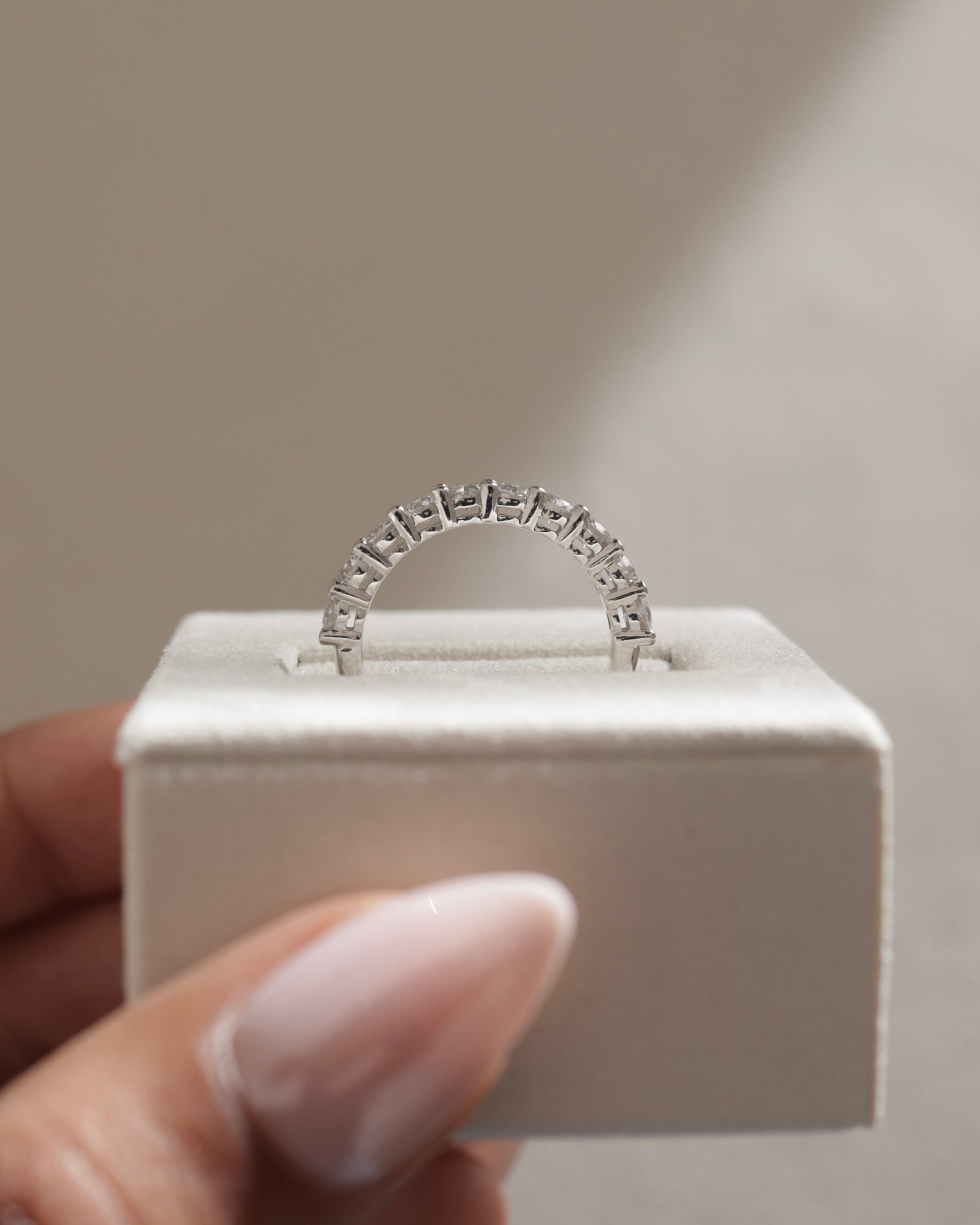 Abbey - Round Stone Eternity Wedding Ring Lifestyle Image
