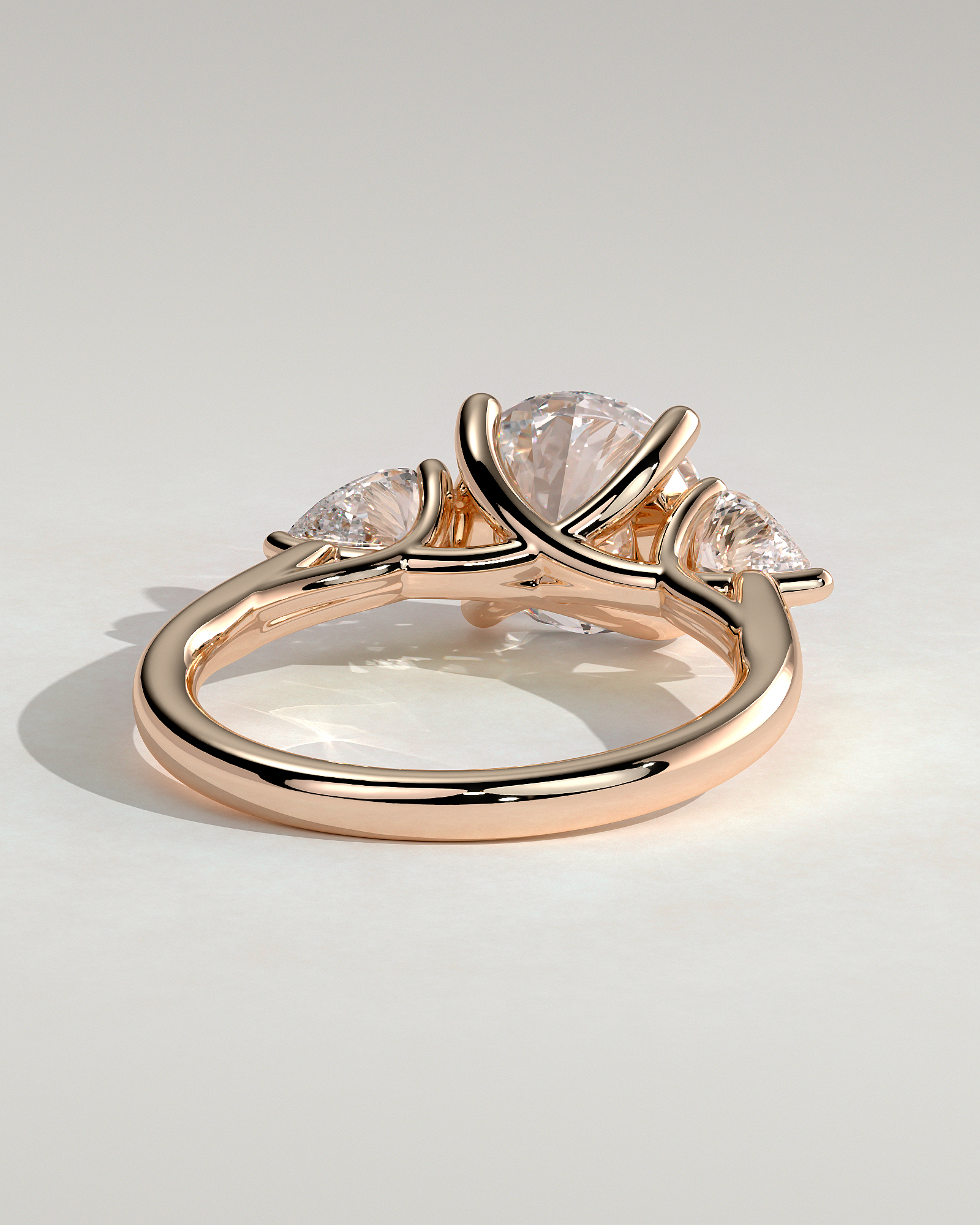 Adelyn - Round Trilogy with Trellis Setting - 18k Rose Gold