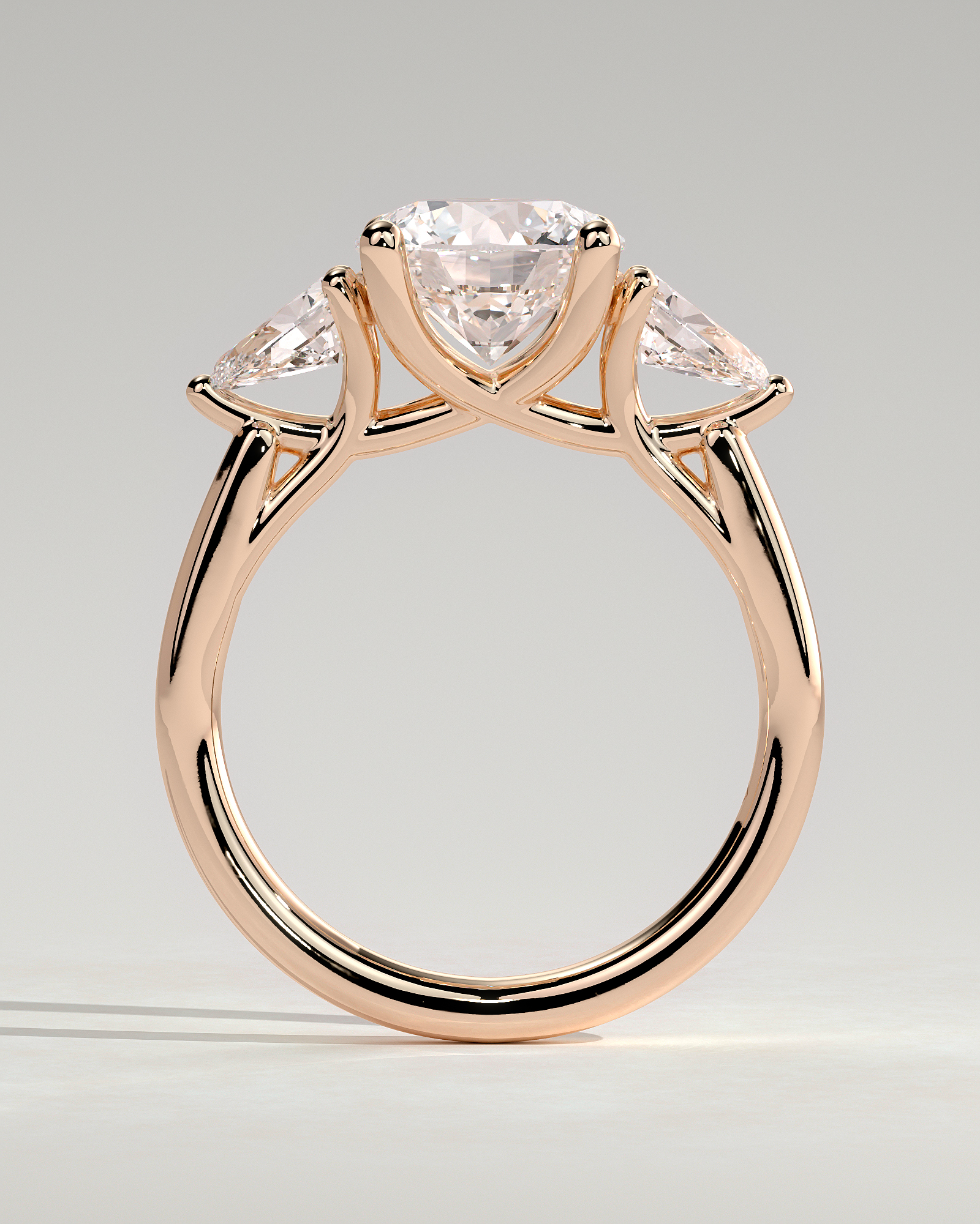 Adelyn - Round Trilogy with Trellis Setting - 18k Rose Gold
