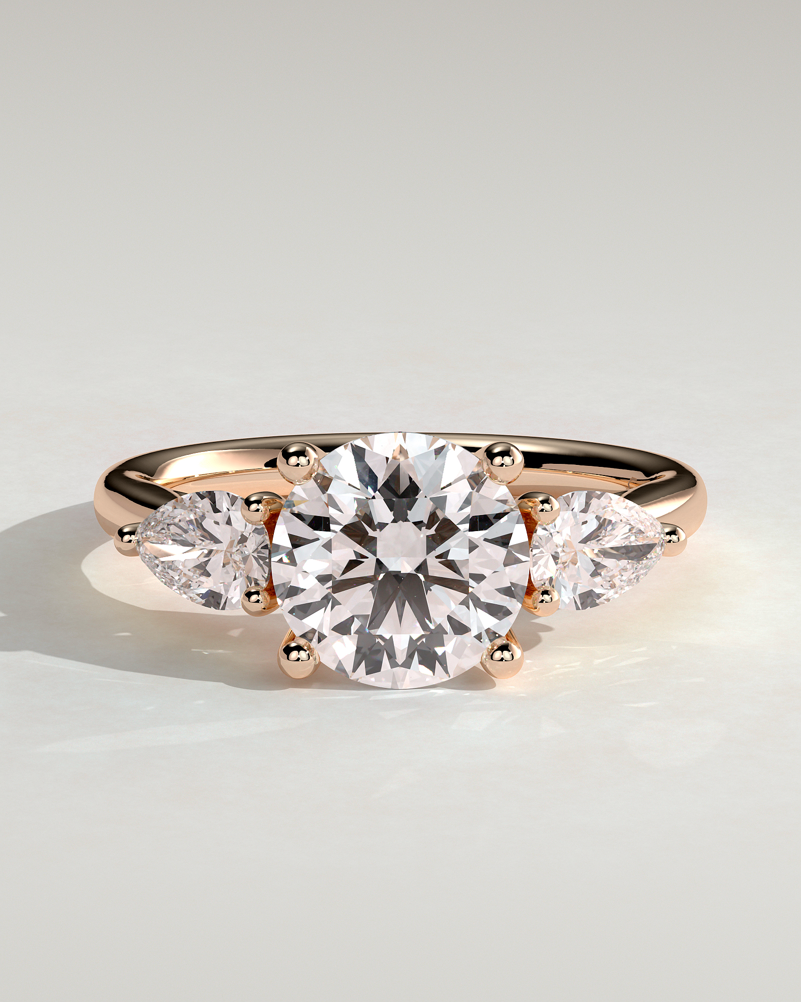 Adelyn - Round Trilogy with Trellis Setting - 18k Rose Gold