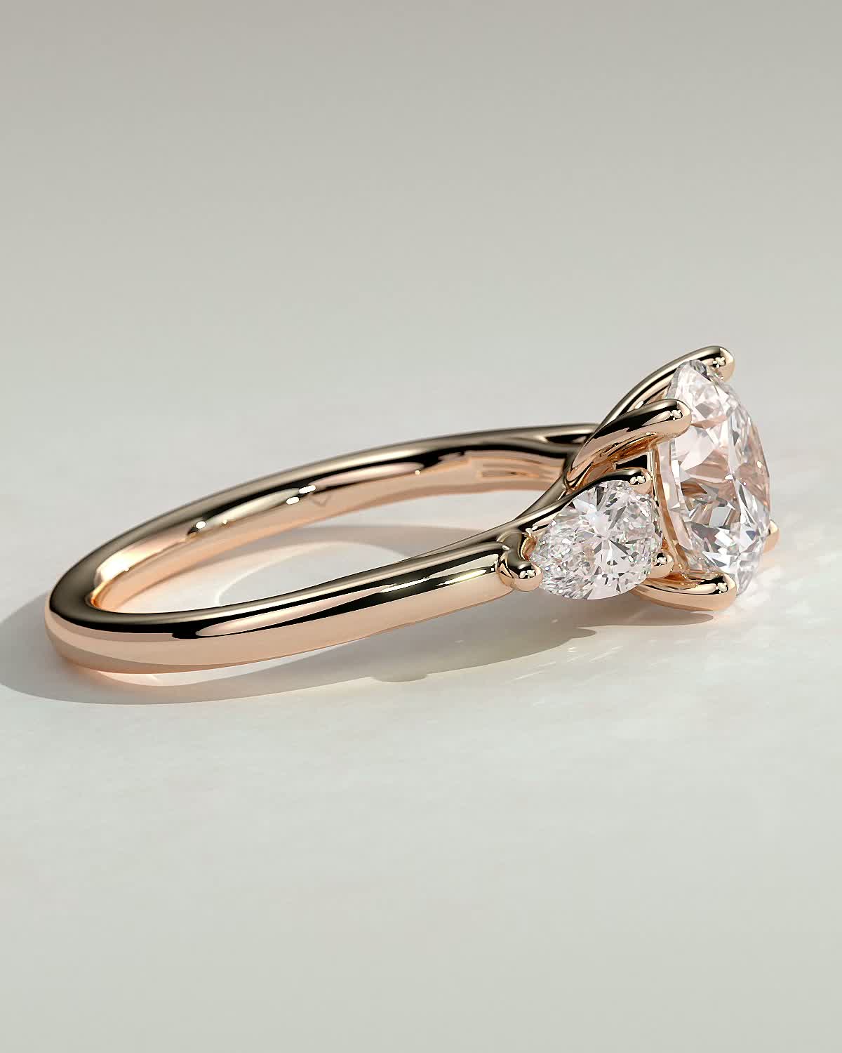 Adelyn - Round Trilogy with Trellis Setting - 18k Rose Gold