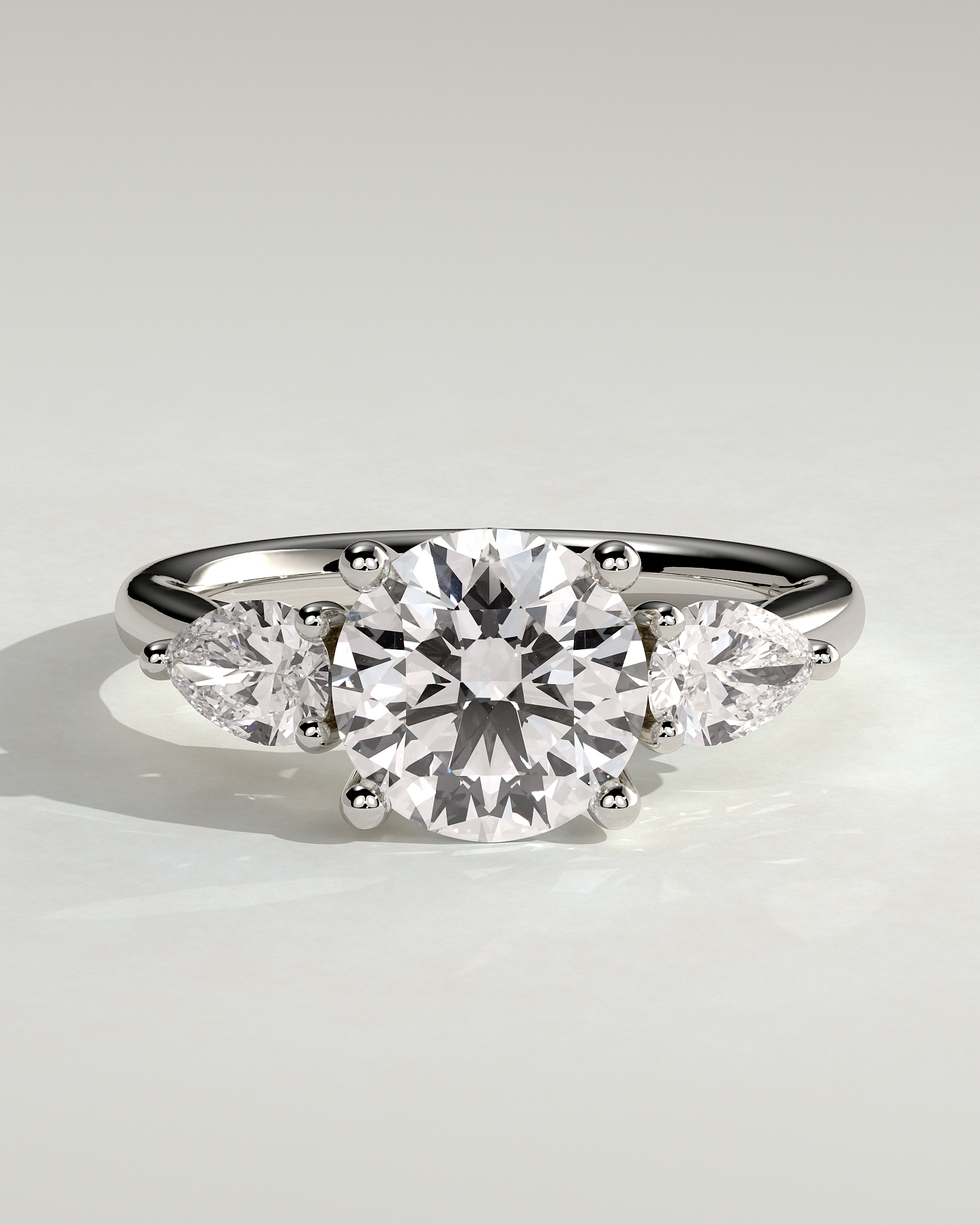 Adelyn - Round Trilogy with Trellis Setting - 18k White Gold