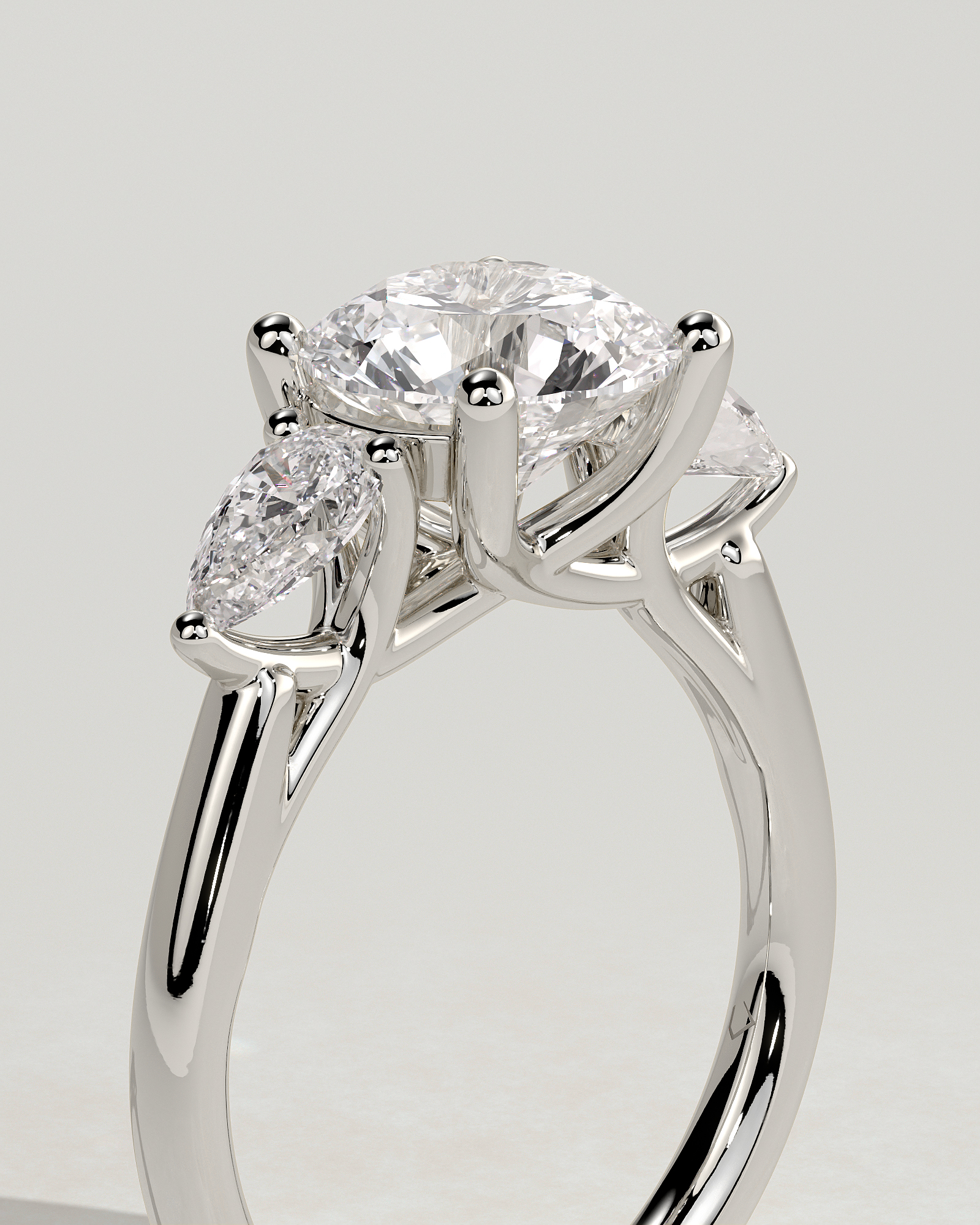 Adelyn - Round Trilogy with Trellis Setting - 18k White Gold