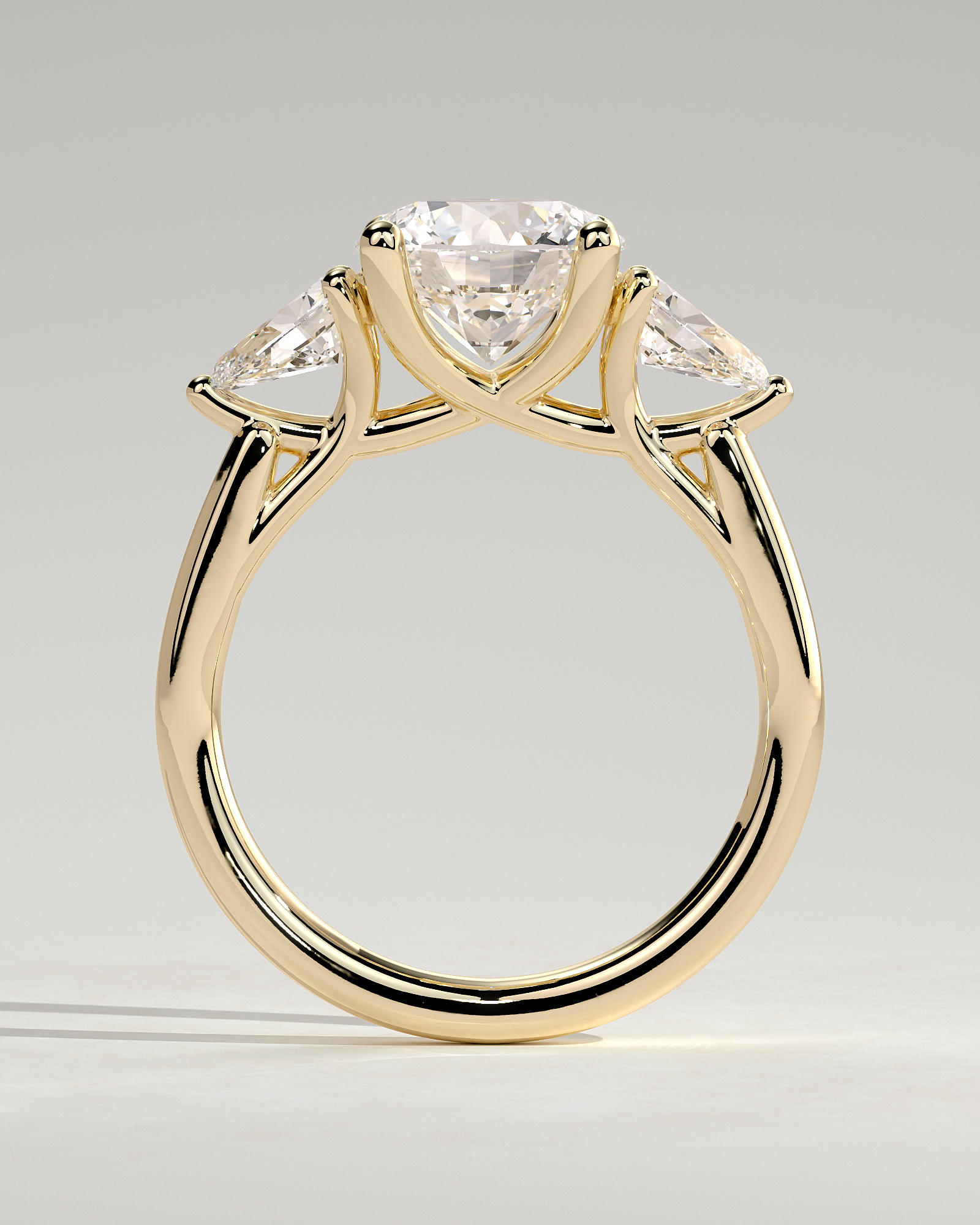 Adelyn - Round Trilogy with Trellis Setting - 18k Yellow Gold