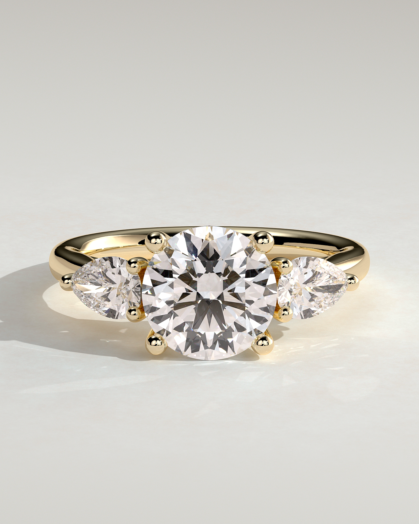 Adelyn - Round Trilogy with Trellis Setting - 18k Yellow Gold