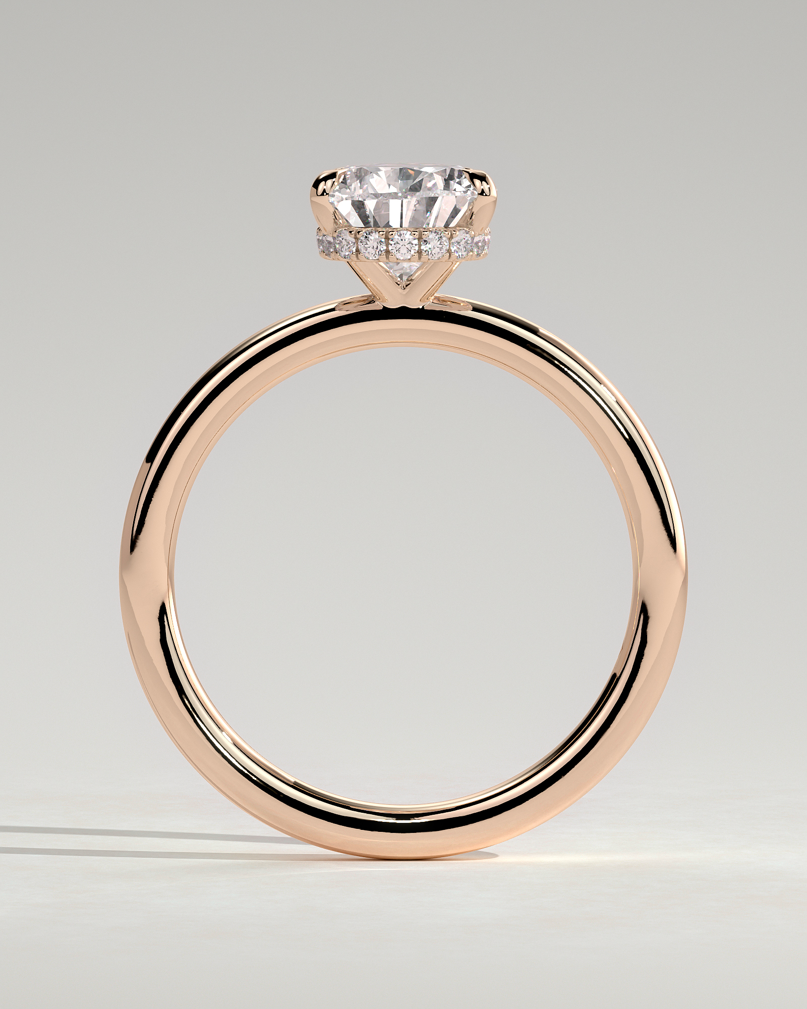 Ainsley - 5 Claw Pear Solitaire with Hidden Halo - 18k Rose Gold