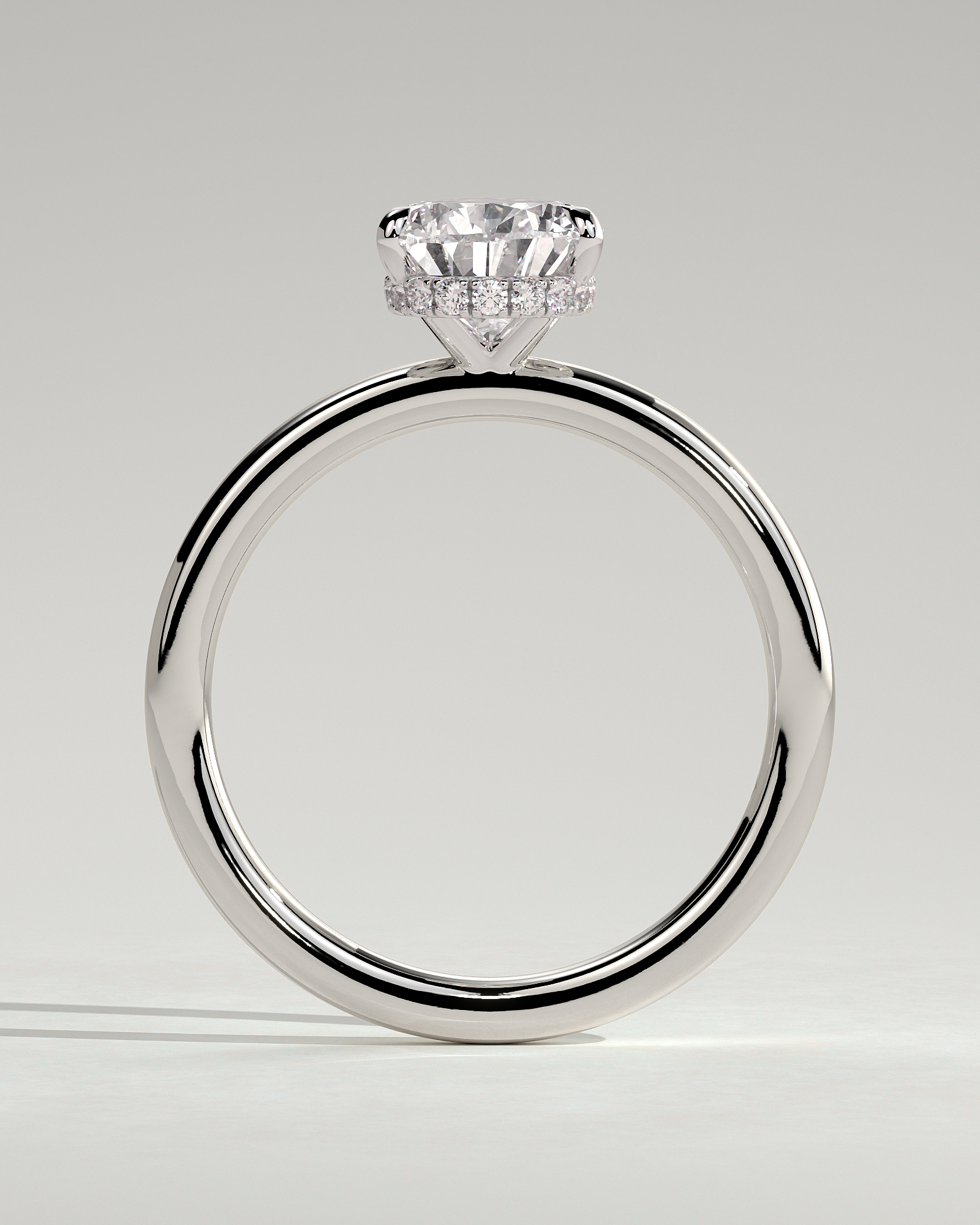 Ainsley - 5 Claw Pear Solitaire with Hidden Halo - 18k White Gold