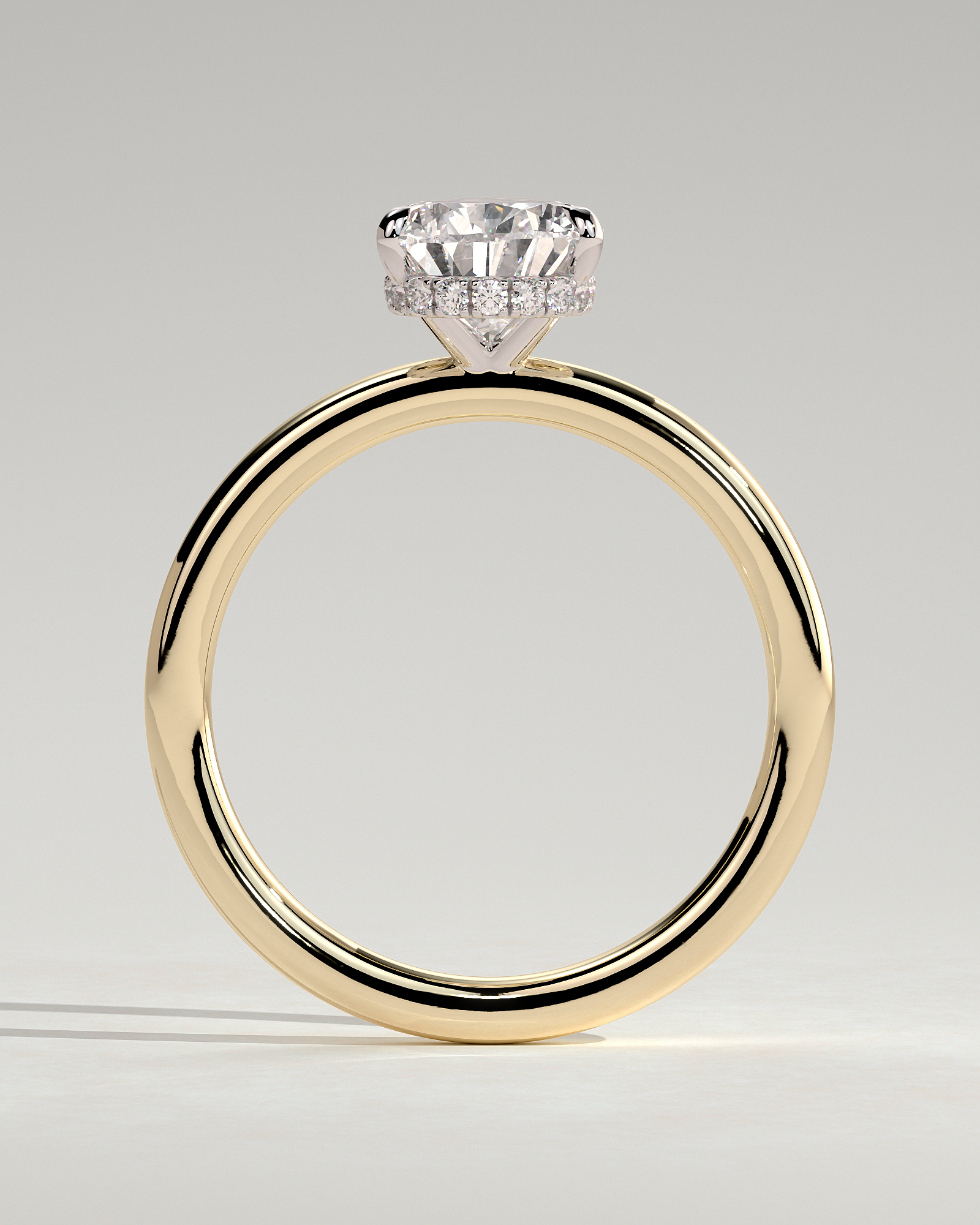 Ainsley - 5 Claw Pear Solitaire with Hidden Halo - 18k Yellow Gold / 18k White Gold