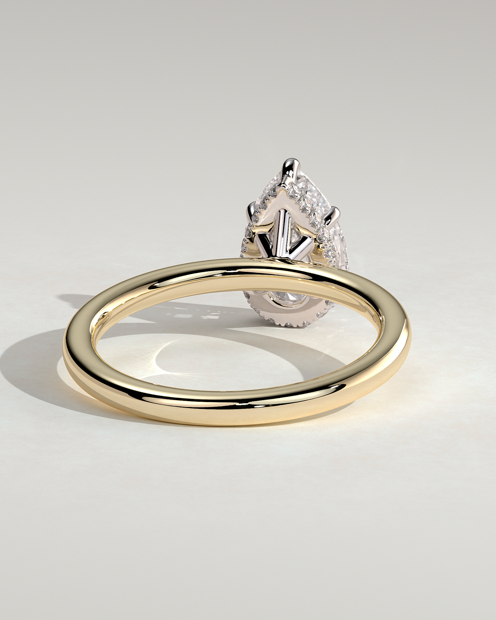 Ainsley - 5 Claw Pear Solitaire with Hidden Halo - 18k Yellow Gold / 18k White Gold