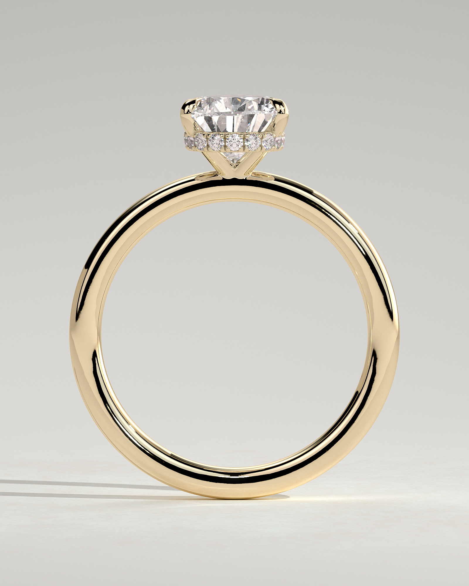 Ainsley - 5 Claw Pear Solitaire with Hidden Halo - 18k Yellow Gold