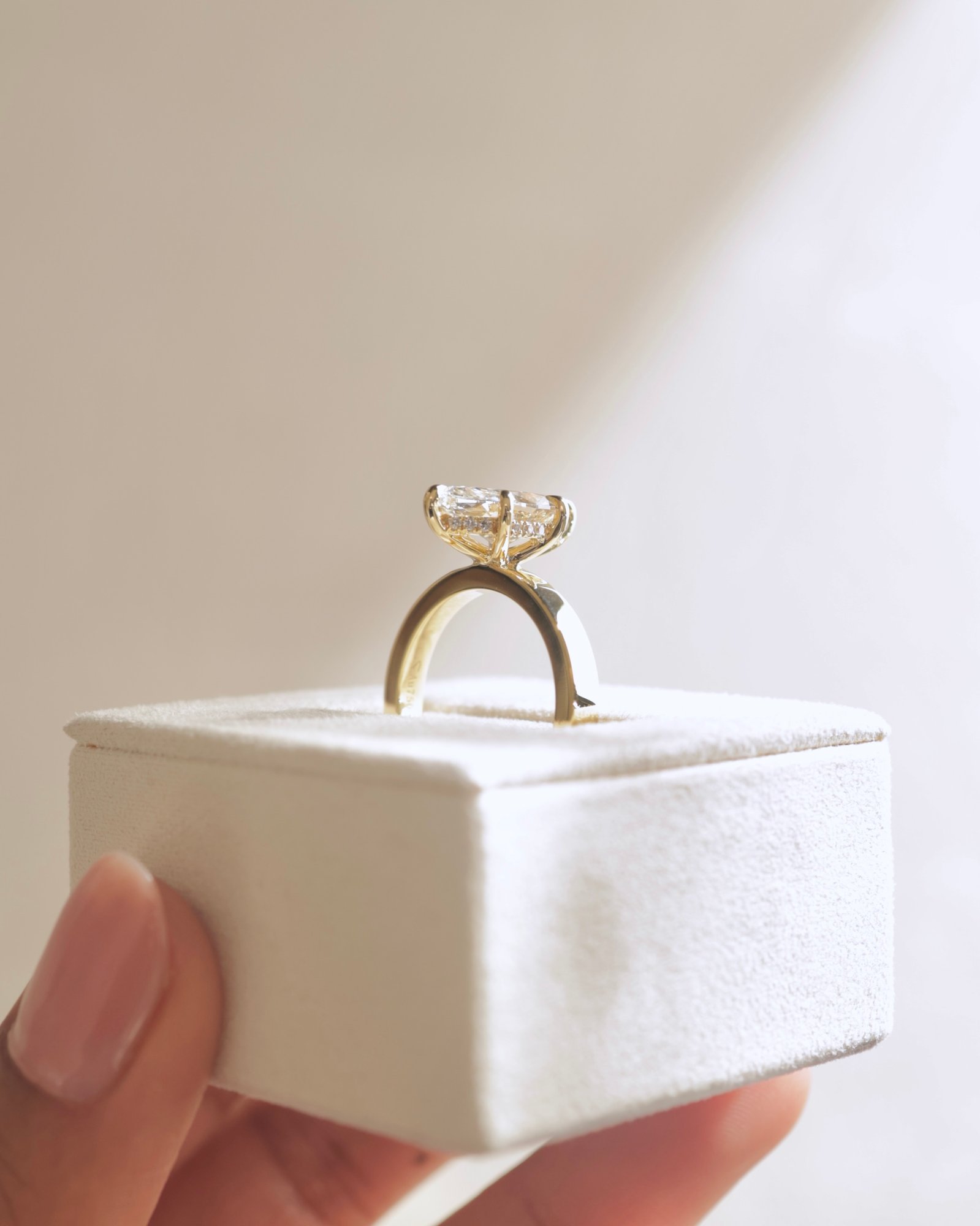 Aisha - Marquise Flat Cigar Band Solitaire with Hidden Halo Lifestyle Image