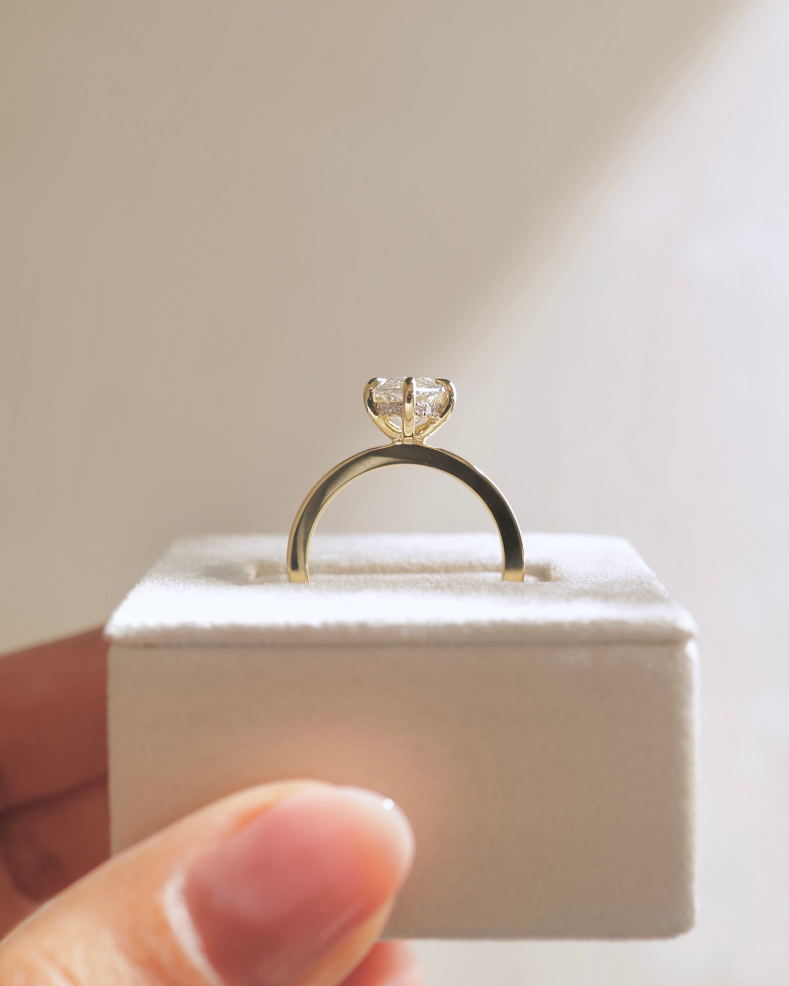 Aisha - Marquise Flat Cigar Band Solitaire with Hidden Halo Lifestyle Image