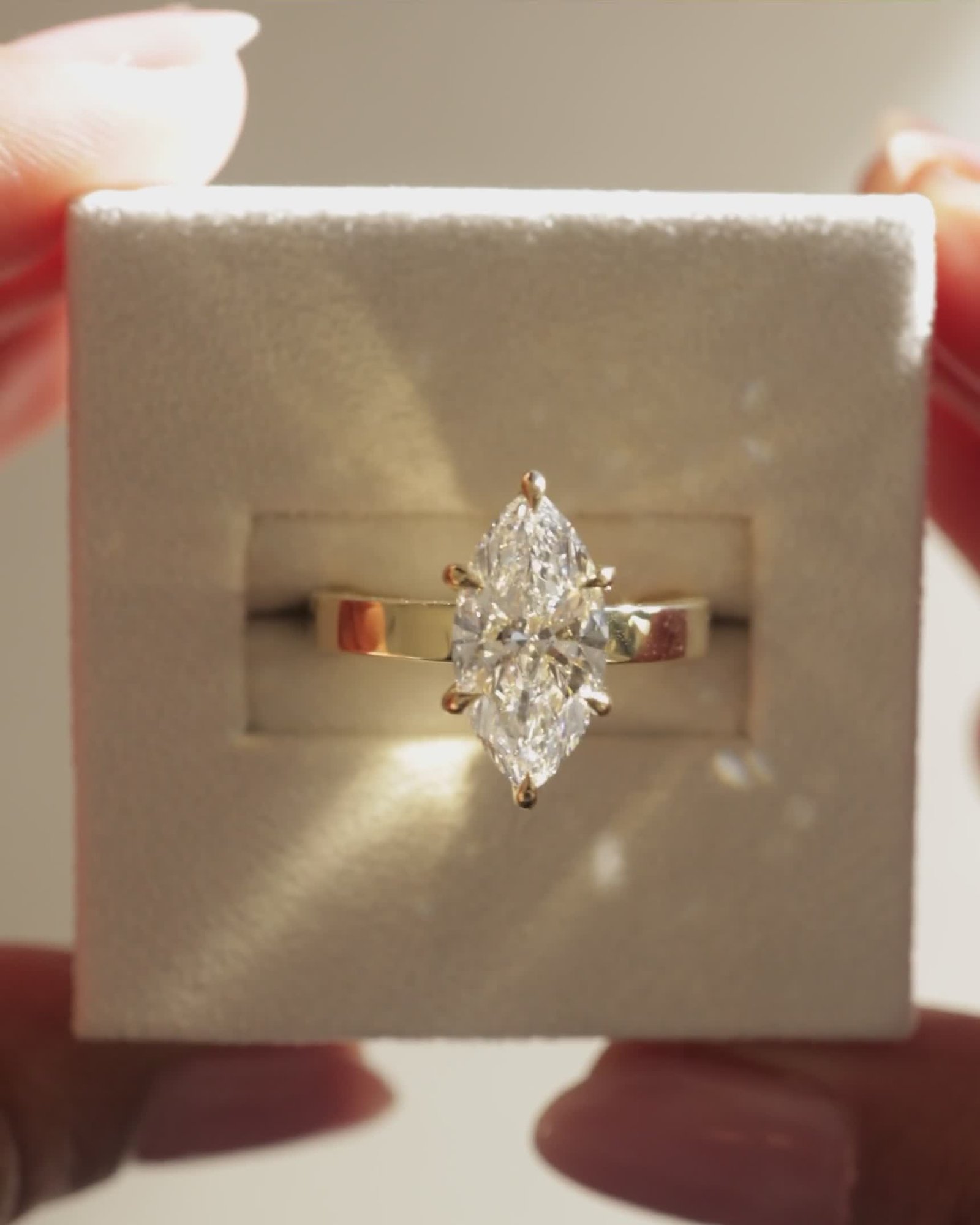 Aisha - Marquise Flat Cigar Band Solitaire with Hidden Halo Lifestyle Image