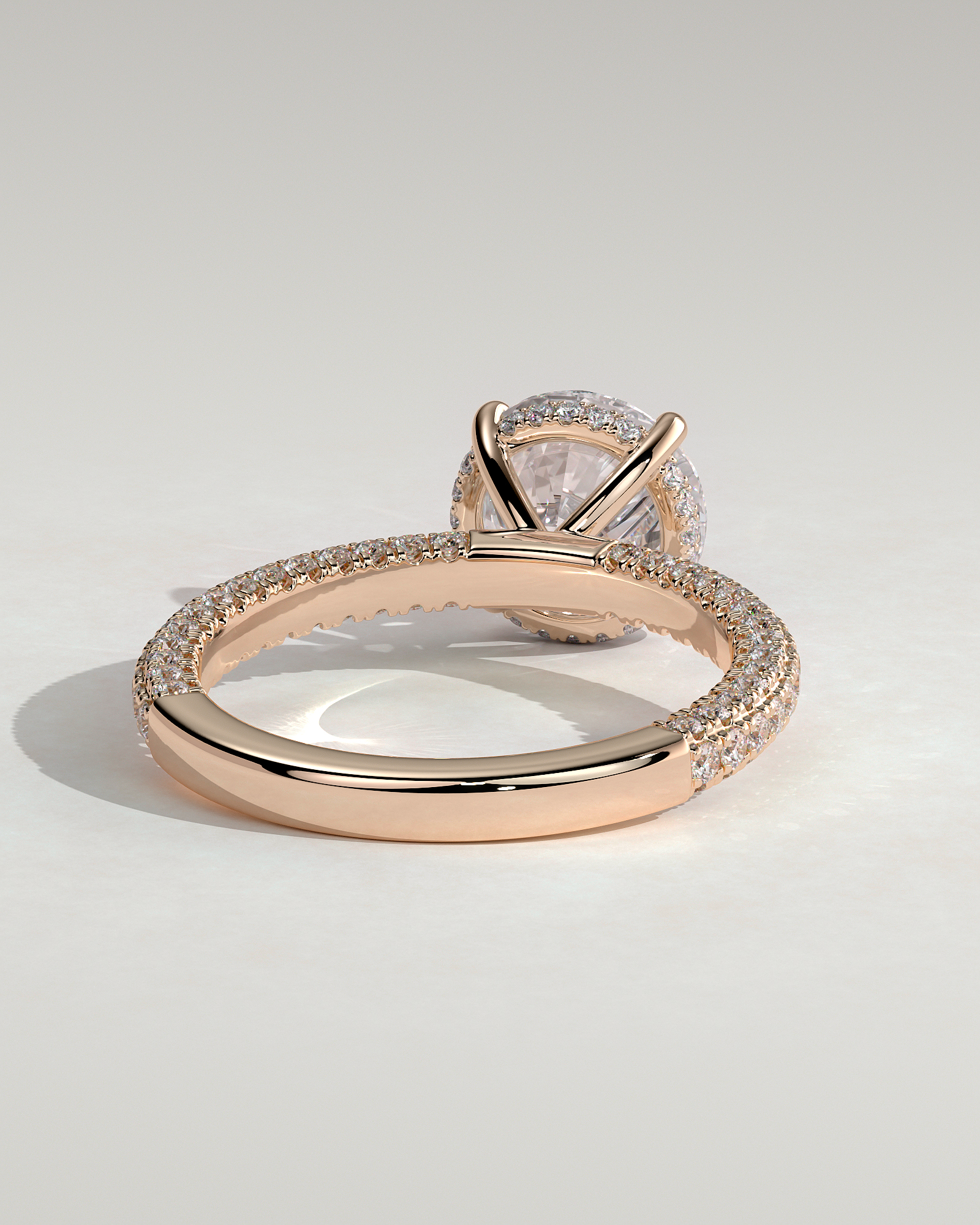 Alex  4 Claw Triple Pave Solitaire - 18k Rose Gold
