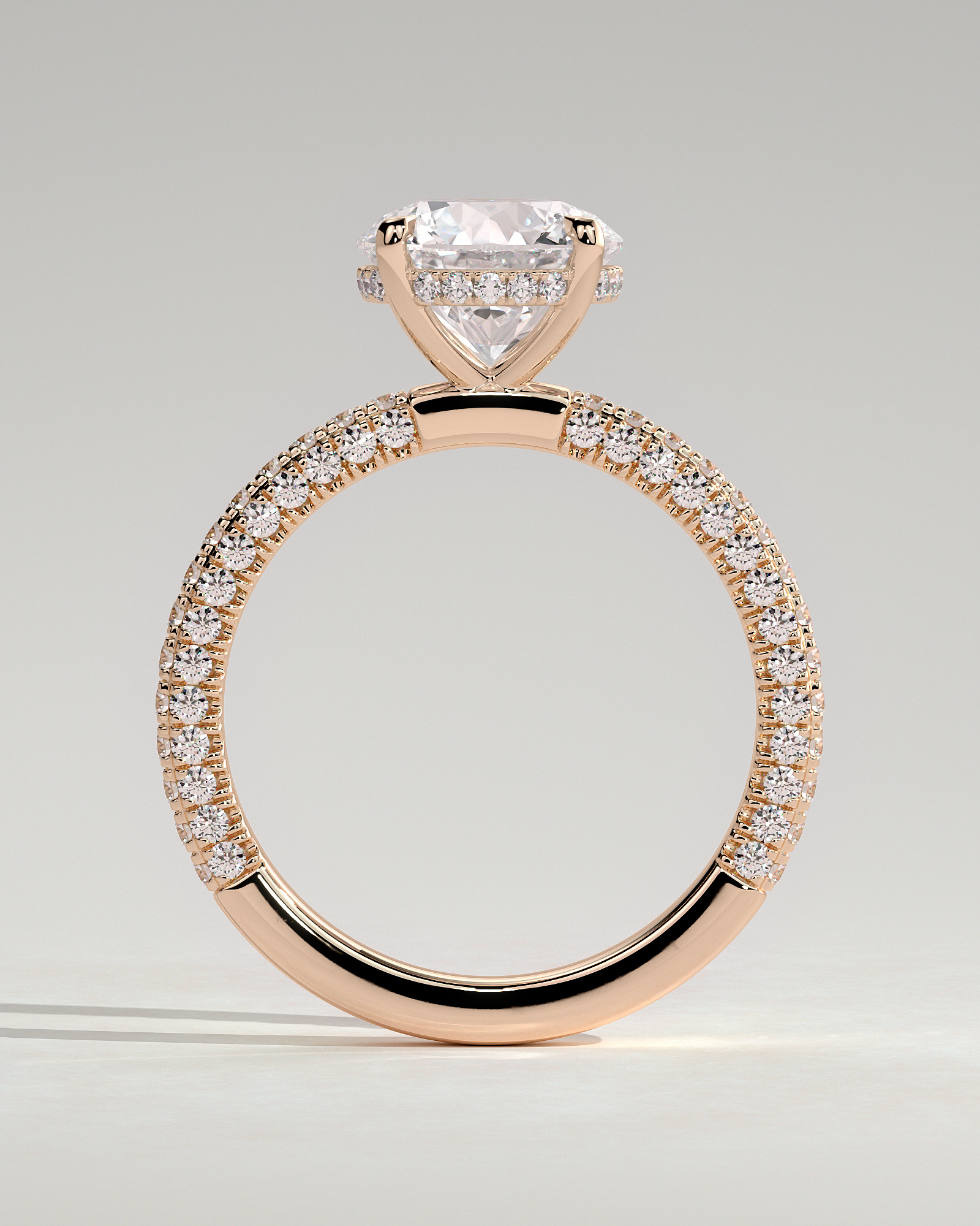 Alex  4 Claw Triple Pave Solitaire - 18k Rose Gold