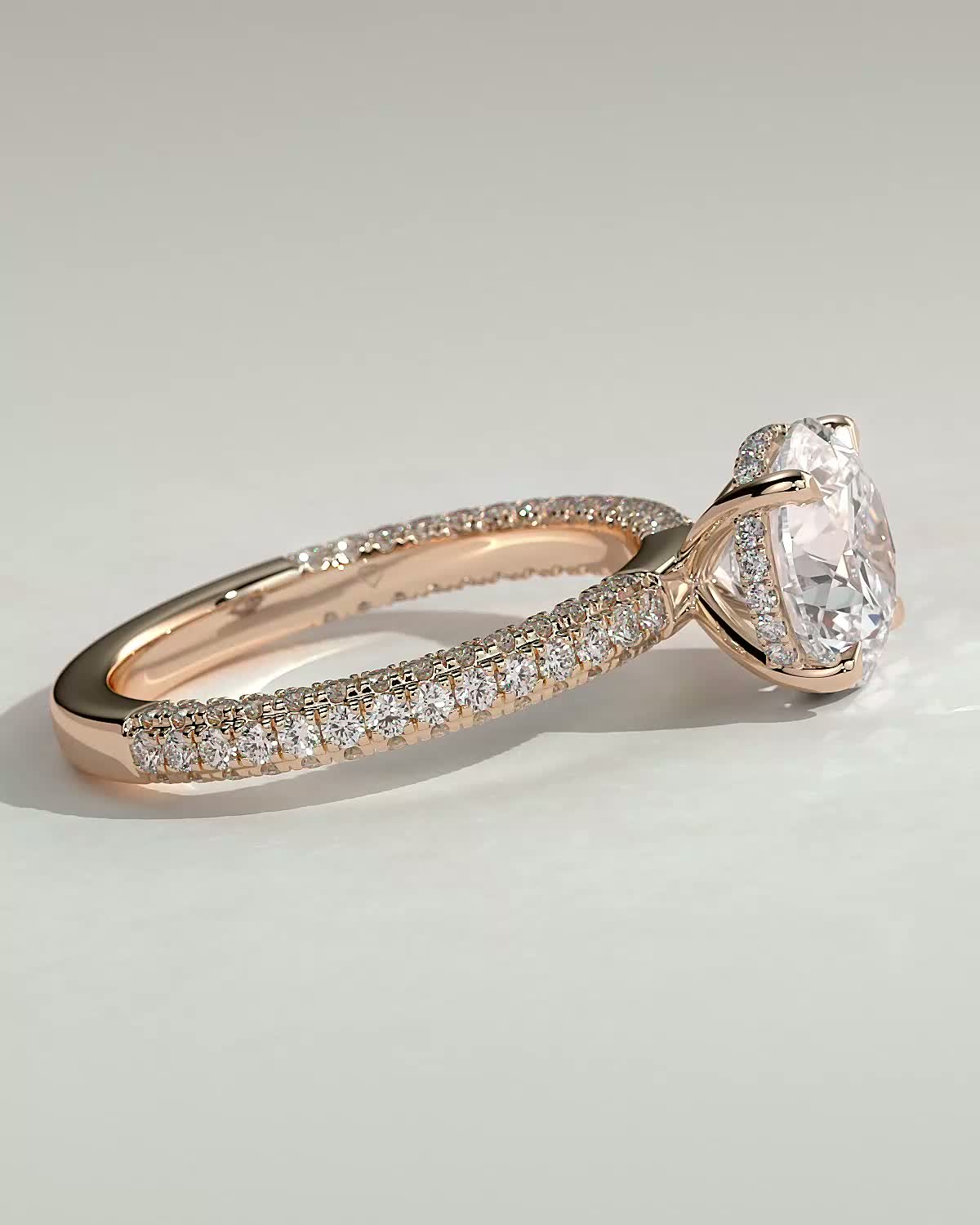 Alex  4 Claw Triple Pave Solitaire - 18k Rose Gold