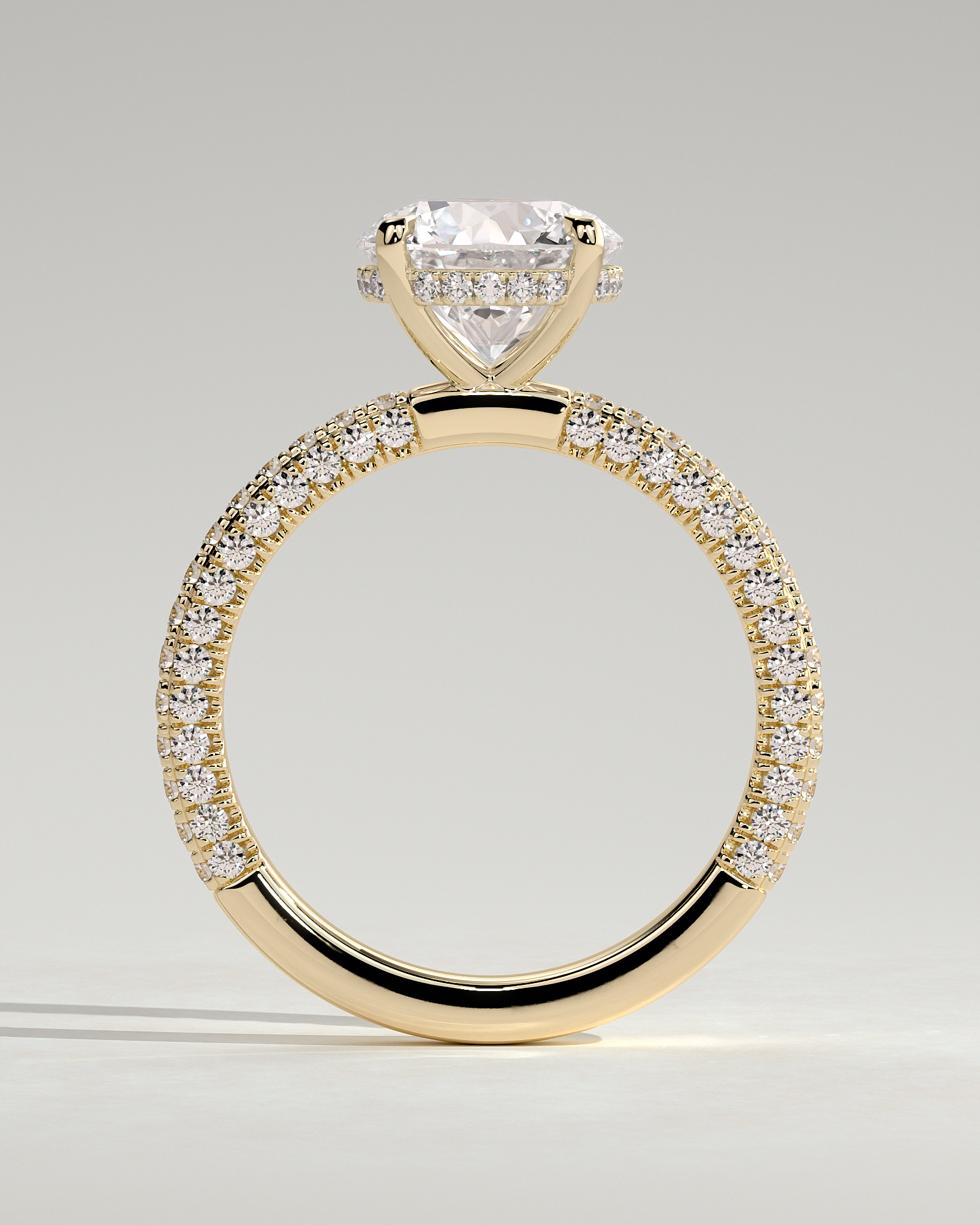 Alex  4 Claw Triple Pave Solitaire - 18k Yellow Gold