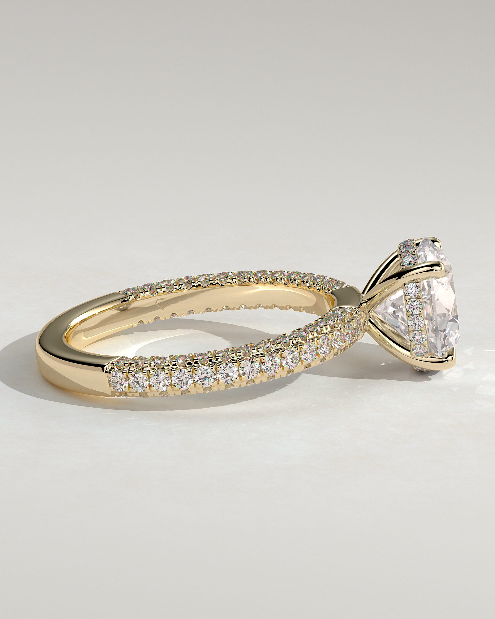 Alex  4 Claw Triple Pave Solitaire - 18k Yellow Gold