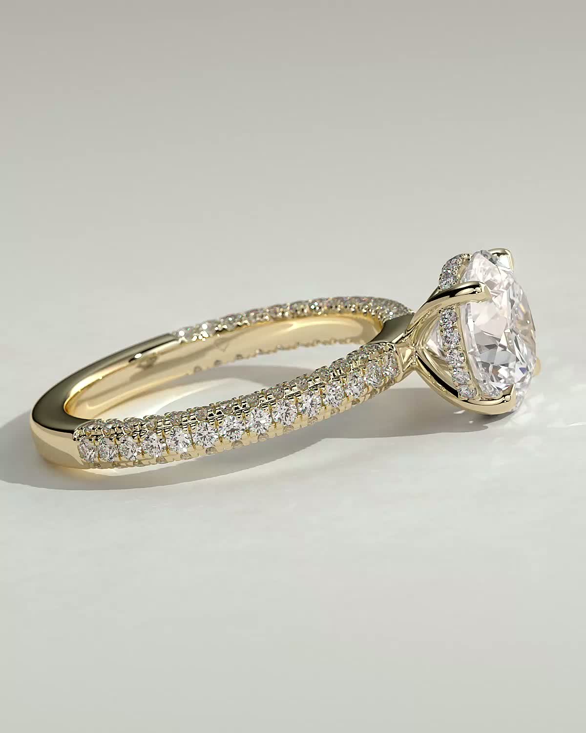 Alex  4 Claw Triple Pave Solitaire - 18k Yellow Gold