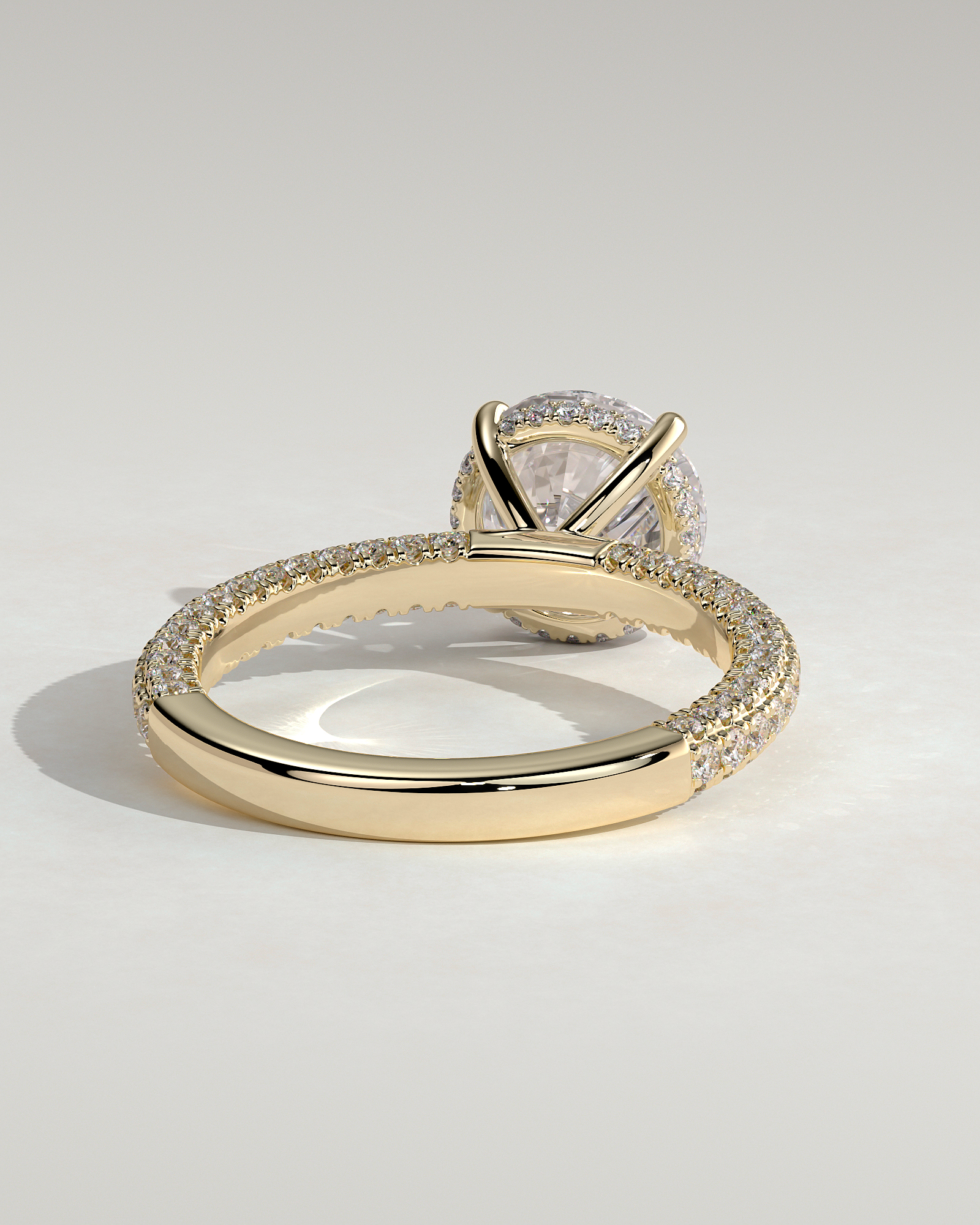 Alex  4 Claw Triple Pave Solitaire - 18k Yellow Gold