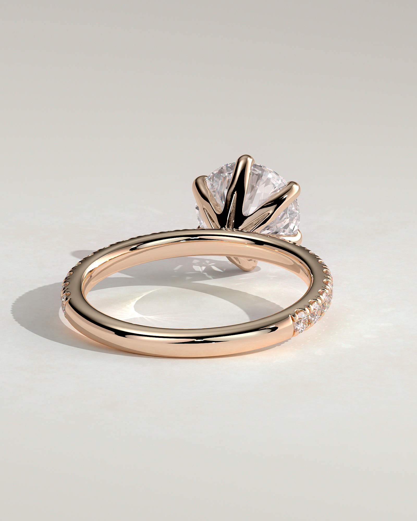 Alexandria  6 Claw Pav Round Solitaire - 18k Rose Gold