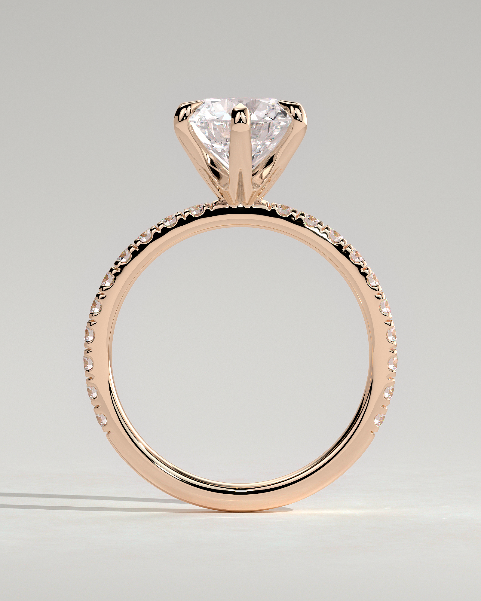 Alexandria  6 Claw Pav Round Solitaire - 18k Rose Gold