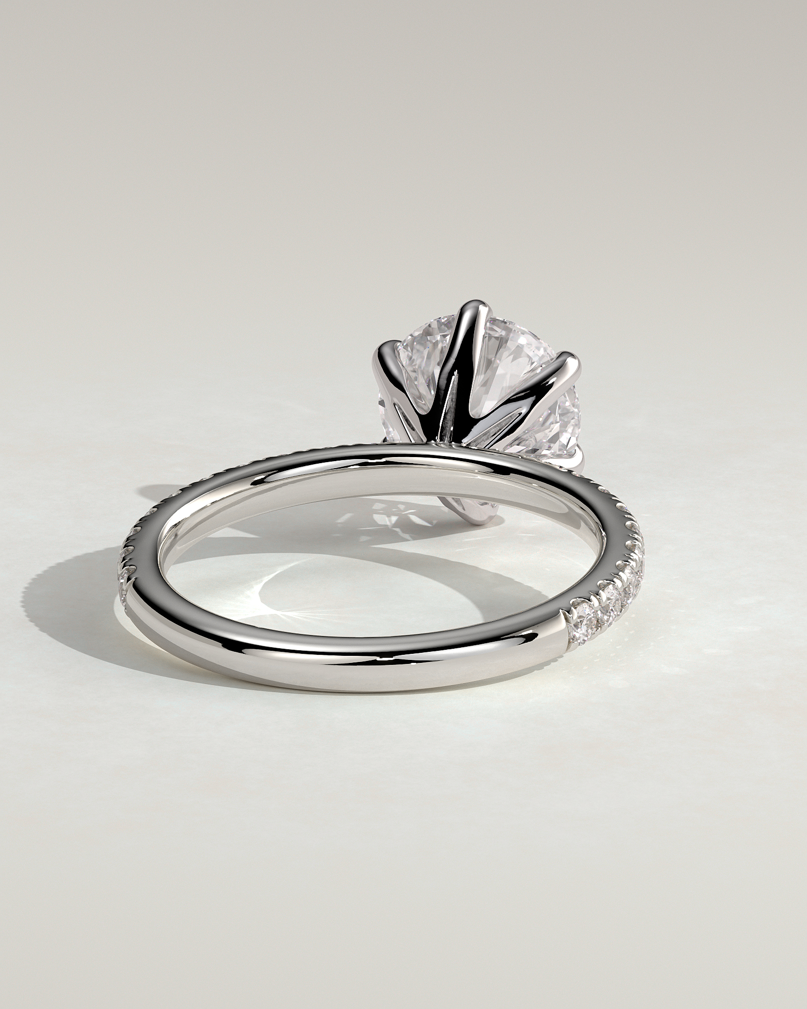 Alexandria  6 Claw Pav Round Solitaire - 18k White Gold