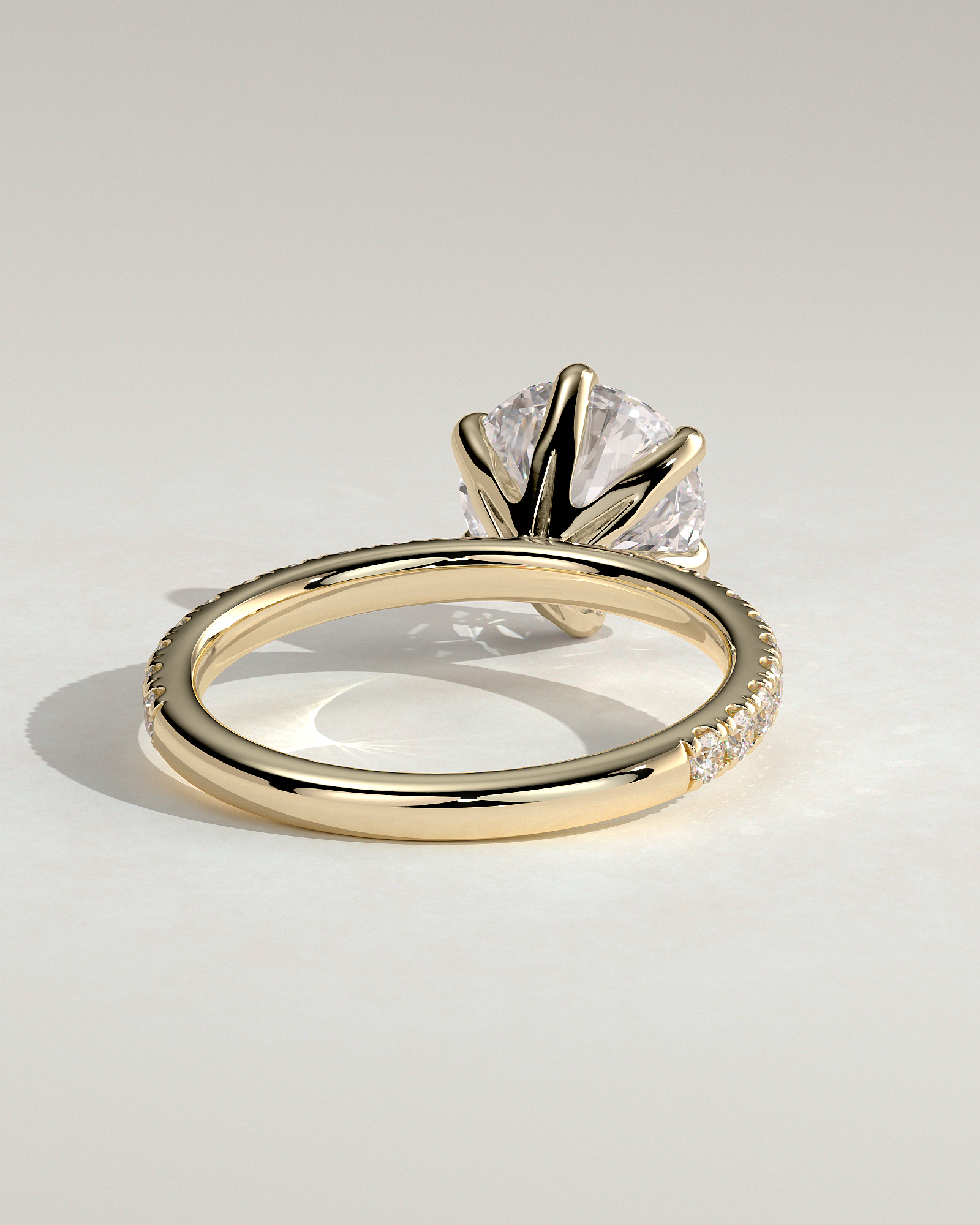 Alexandria  6 Claw Pav Round Solitaire - 18k Yellow Gold