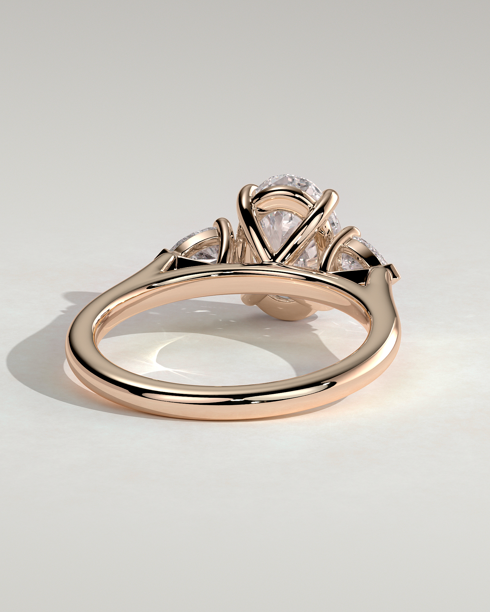 Alexia  Oval Trilogy Ring - 18k Rose Gold