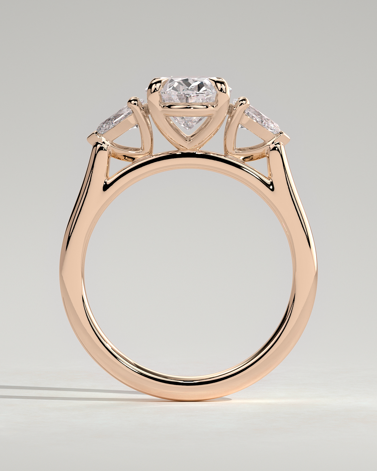 Alexia  Oval Trilogy Ring - 18k Rose Gold