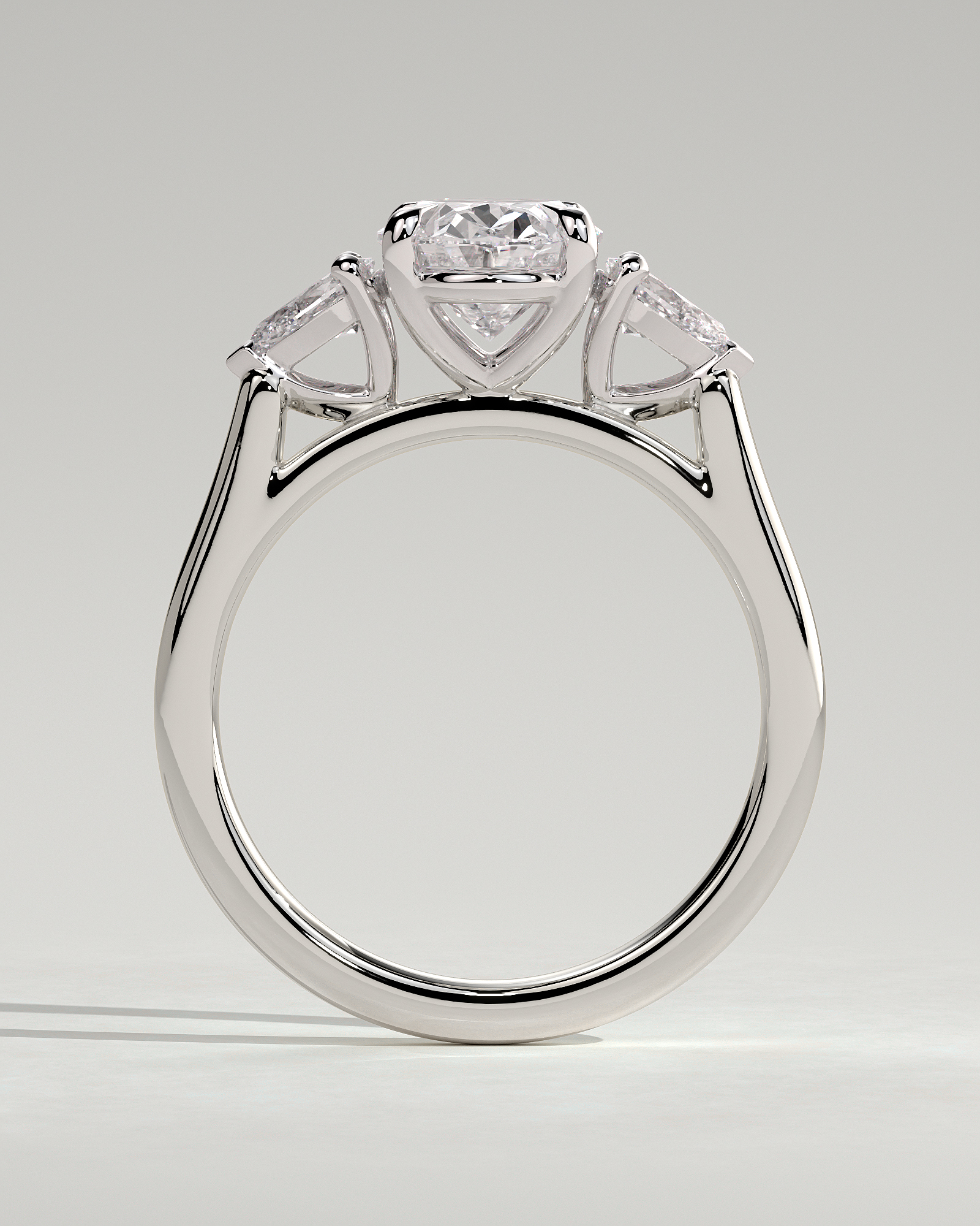 Alexia  Oval Trilogy Ring - 18k White Gold