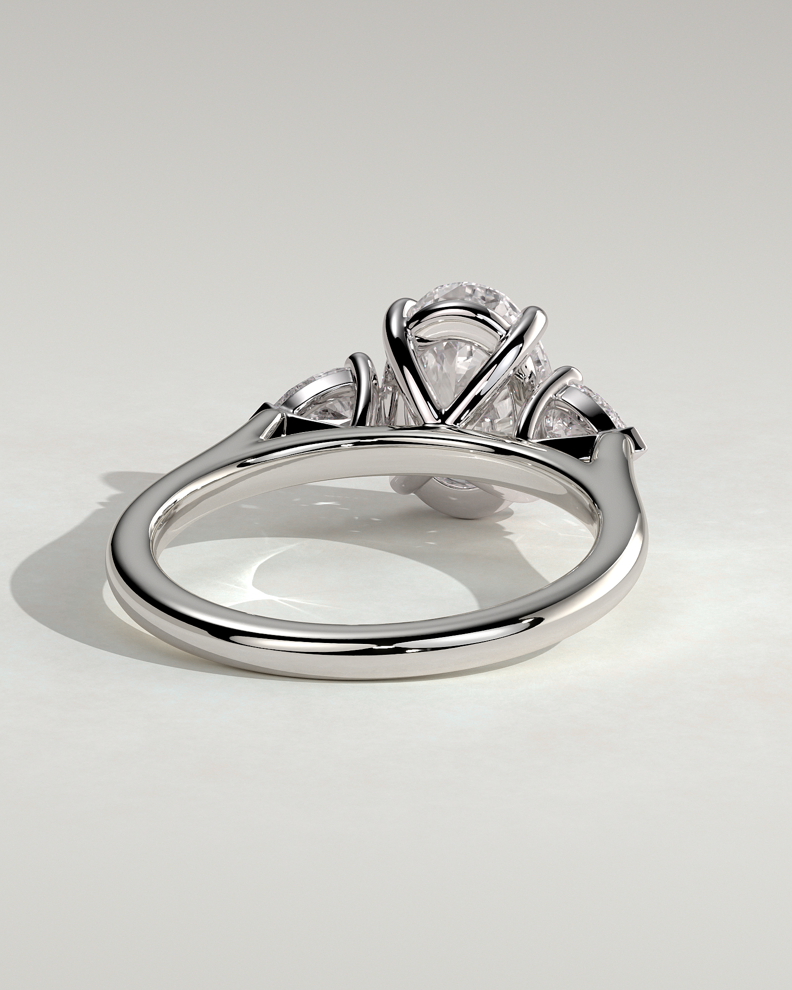 Alexia  Oval Trilogy Ring - 18k White Gold
