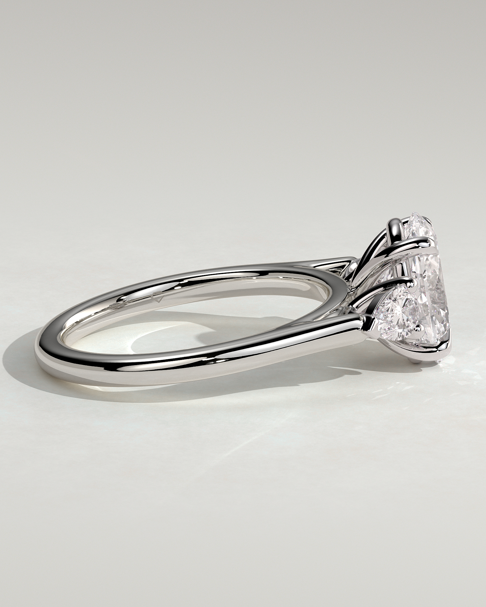 Alexia  Oval Trilogy Ring - 18k White Gold